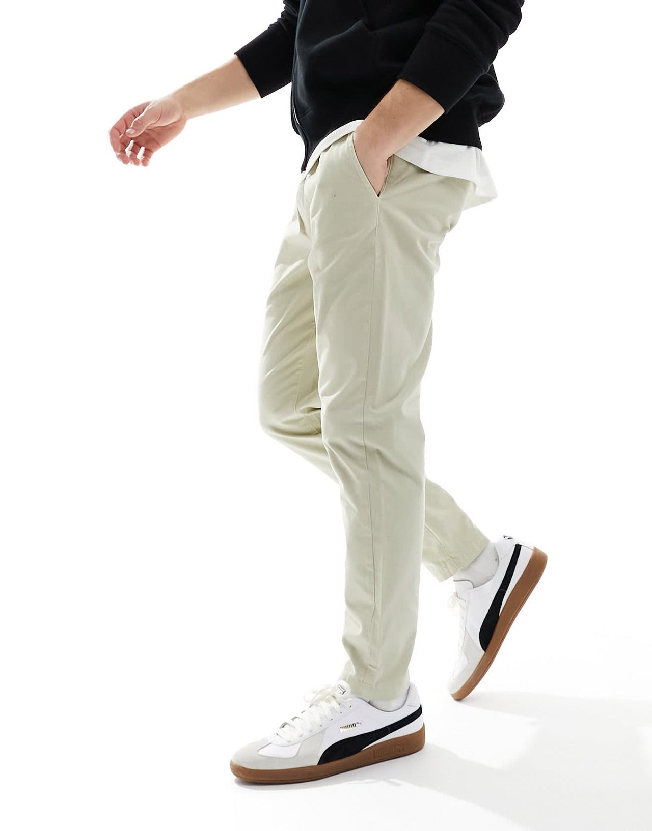 Another Influence cotton twill tapered trousers in light stone - ASOS Sample Sale EU Store