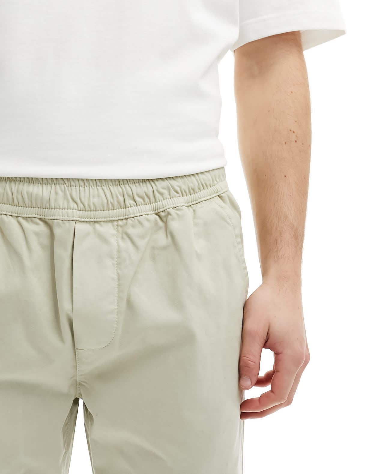 Another Influence cotton twill tapered trousers in light stone - ASOS Sample Sale EU Store