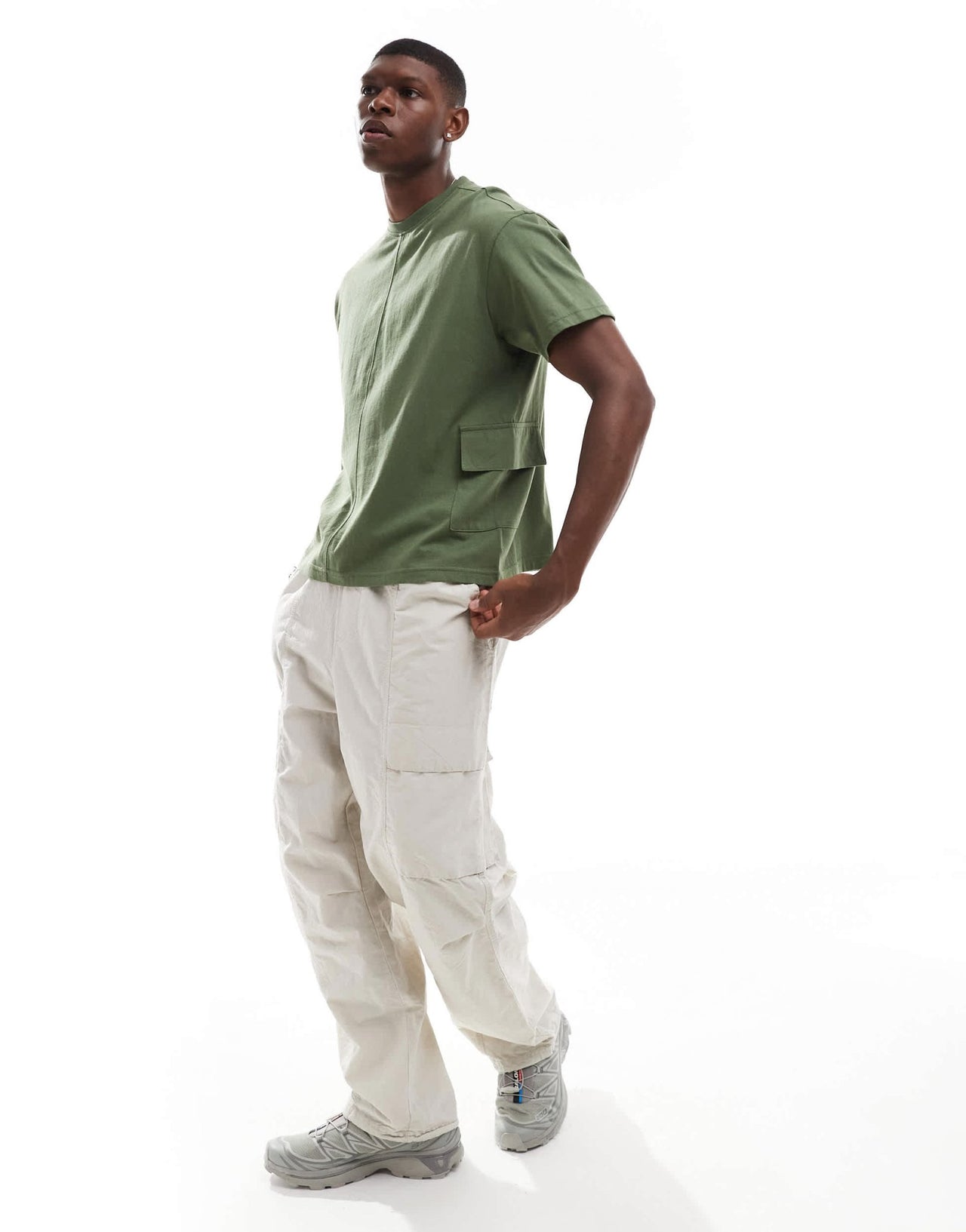 Another Influence oversized utility t-shirt in khaki - ASOS Sample Sale EU Store