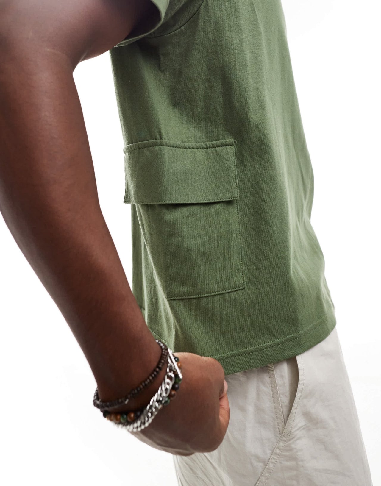 Another Influence oversized utility t-shirt in khaki - ASOS Sample Sale EU Store
