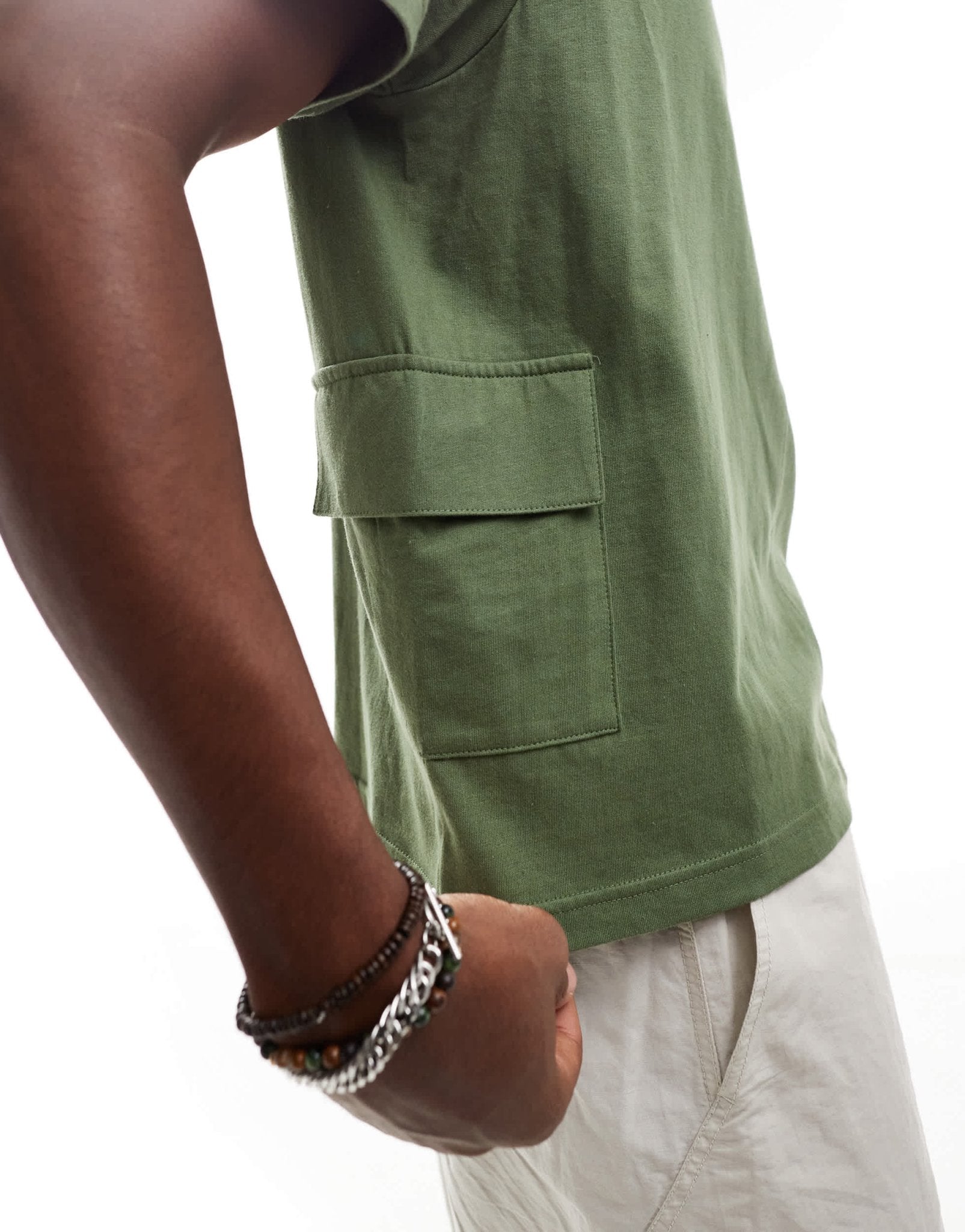 Another Influence oversized utility t-shirt in khaki - ASOS Sample Sale EU Store