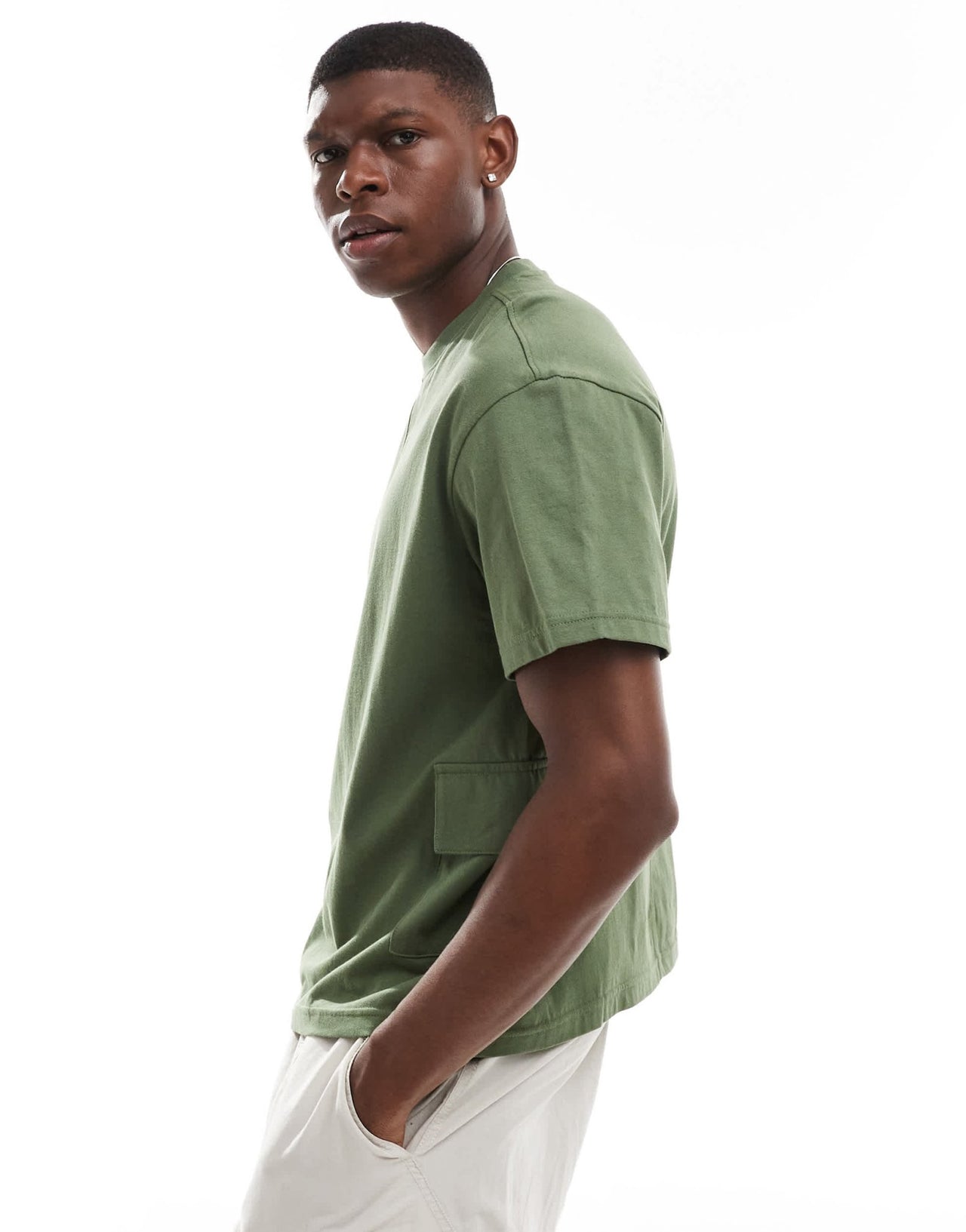 Another Influence oversized utility t-shirt in khaki - ASOS Sample Sale EU Store