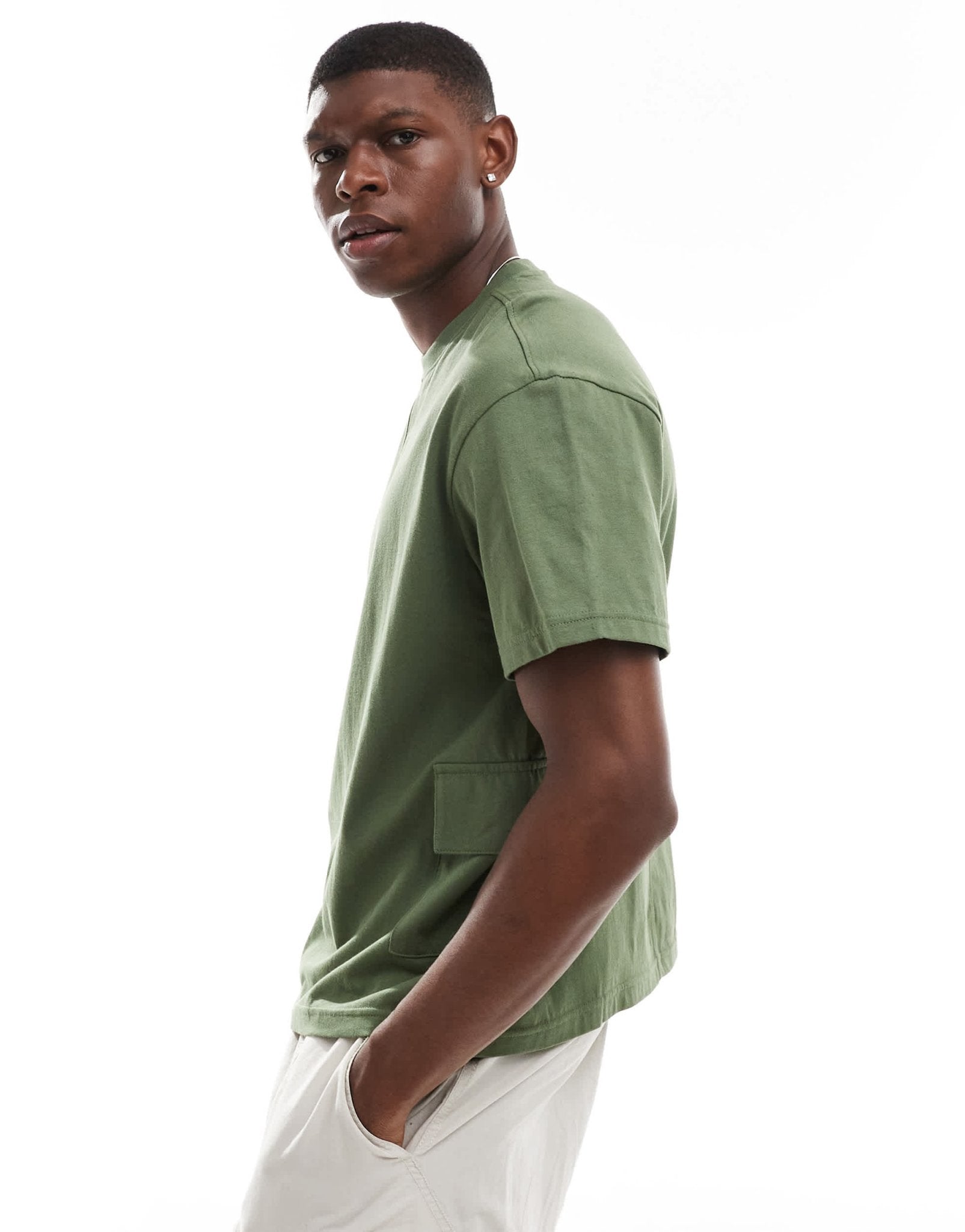 Another Influence oversized utility t-shirt in khaki - ASOS Sample Sale EU Store