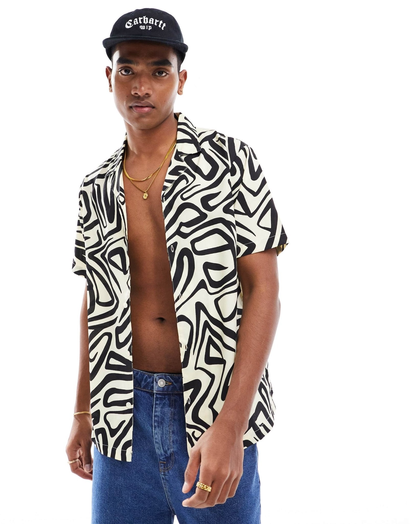 Another Influence short sleeve printed revere collar shirt in white - ASOS Sample Sale EU Store