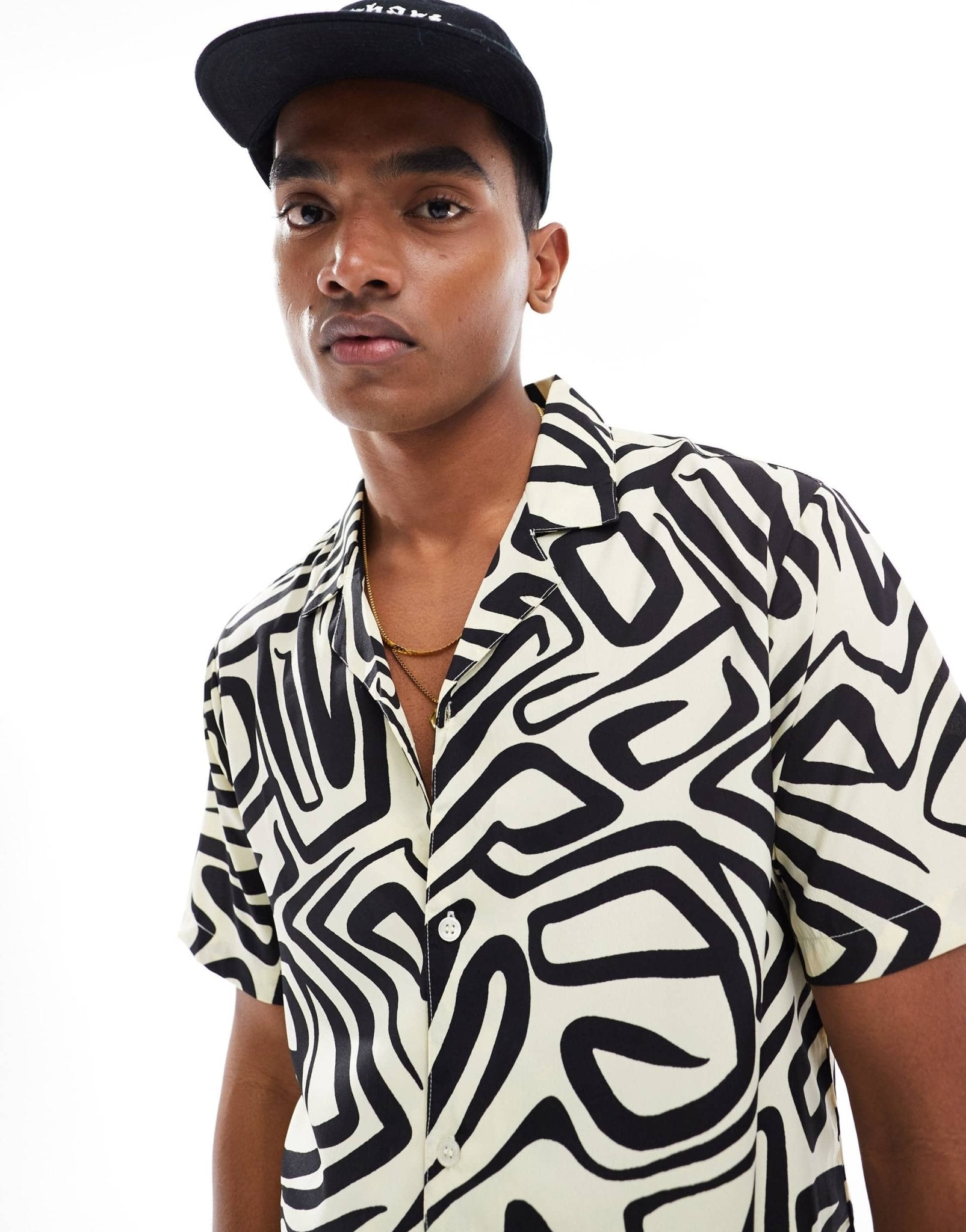 Another Influence short sleeve printed revere collar shirt in white - ASOS Sample Sale EU Store