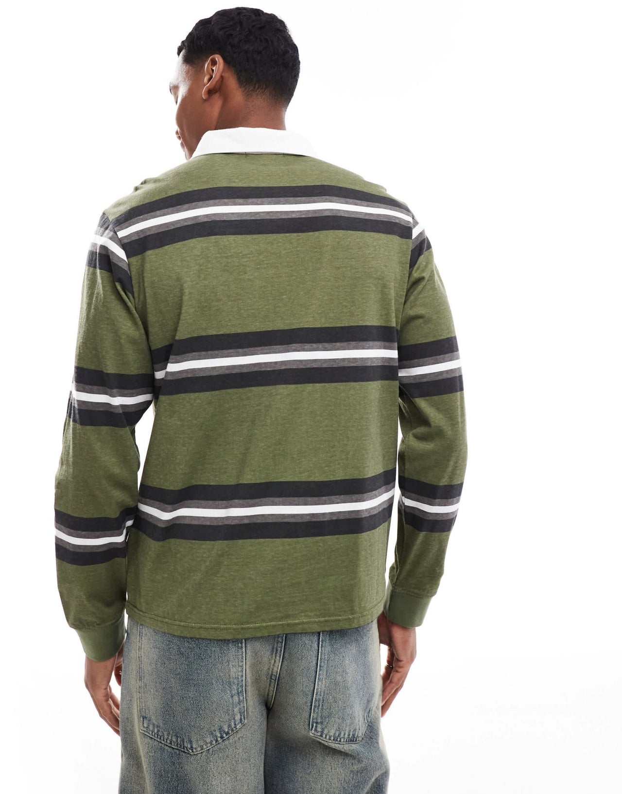 Another Influence striped long sleeve polo shirt in khaki - ASOS Sample Sale EU Store