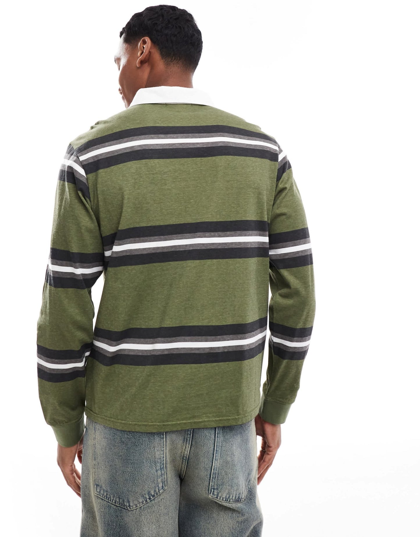 Another Influence striped long sleeve polo shirt in khaki - ASOS Sample Sale EU Store