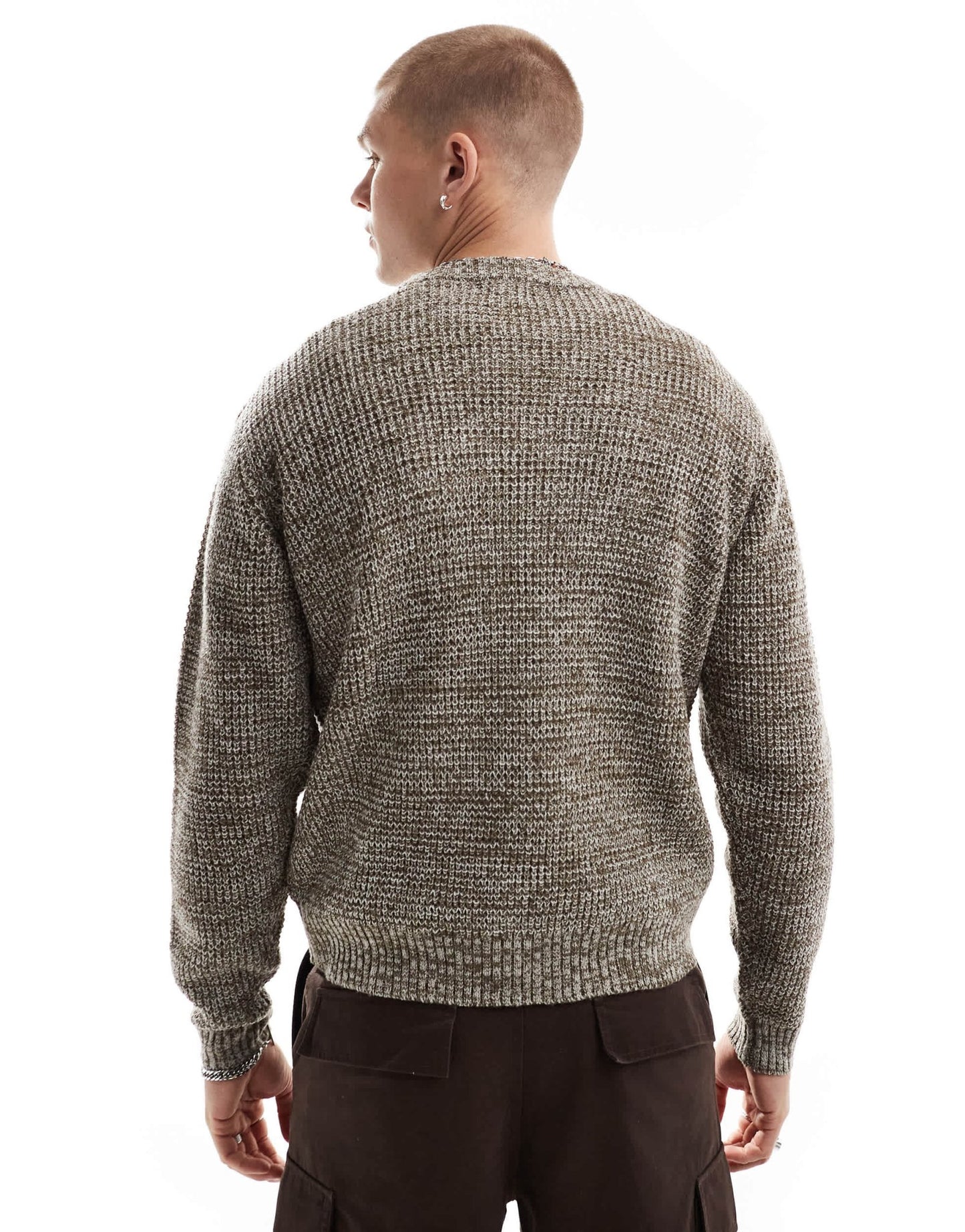 Another Influence twist knit round neck jumper in brown marl - ASOS Sample Sale EU Store
