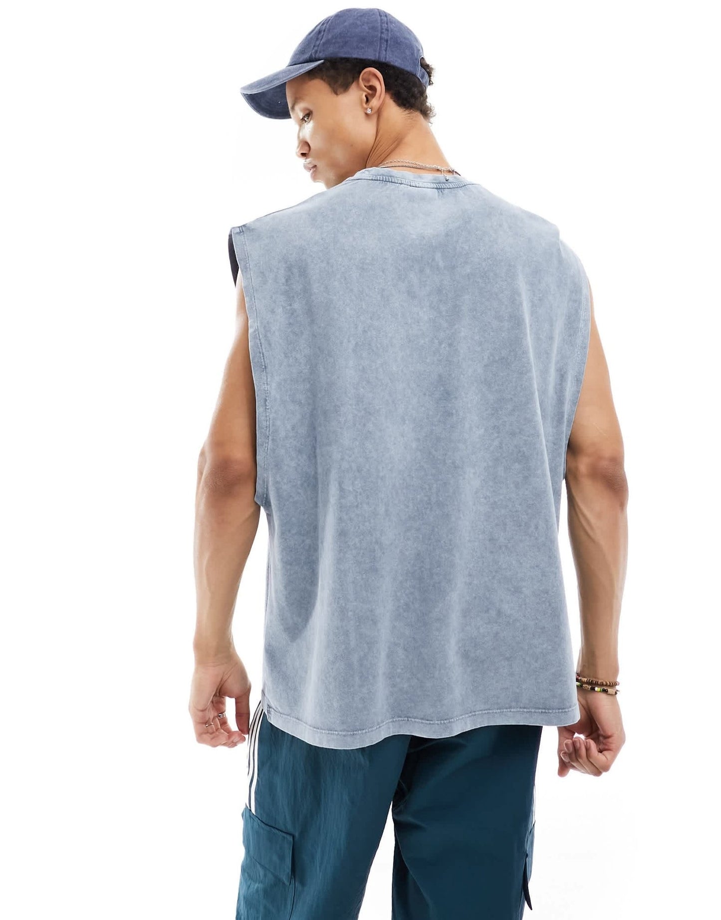 AOS DESIGN oversized vest in washed blue with grunge chest print - ASOS Sample Sale EU Store