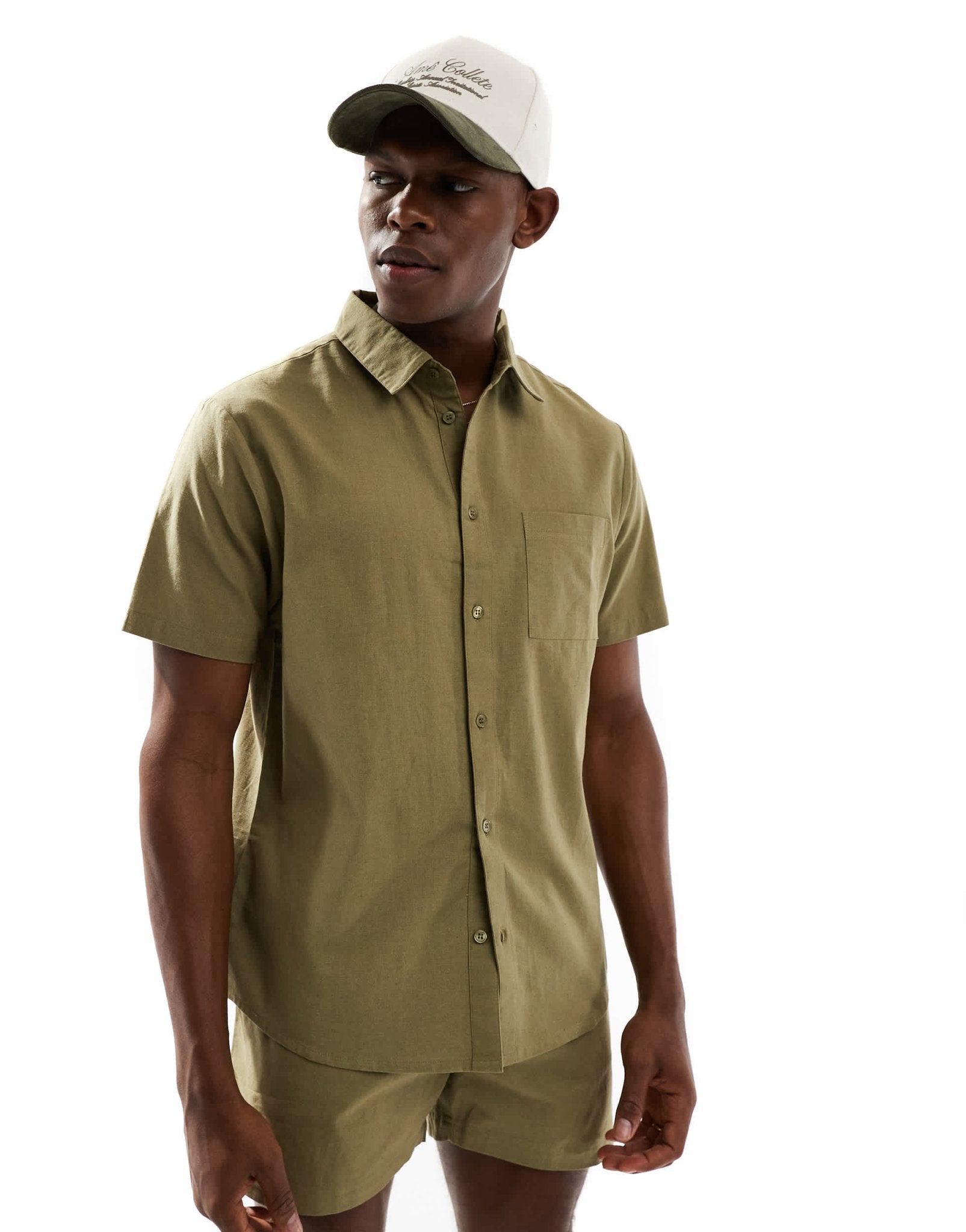 Aray short sleeve beach shirt co - ord in olive green - ASOS Sample Sale EU Store