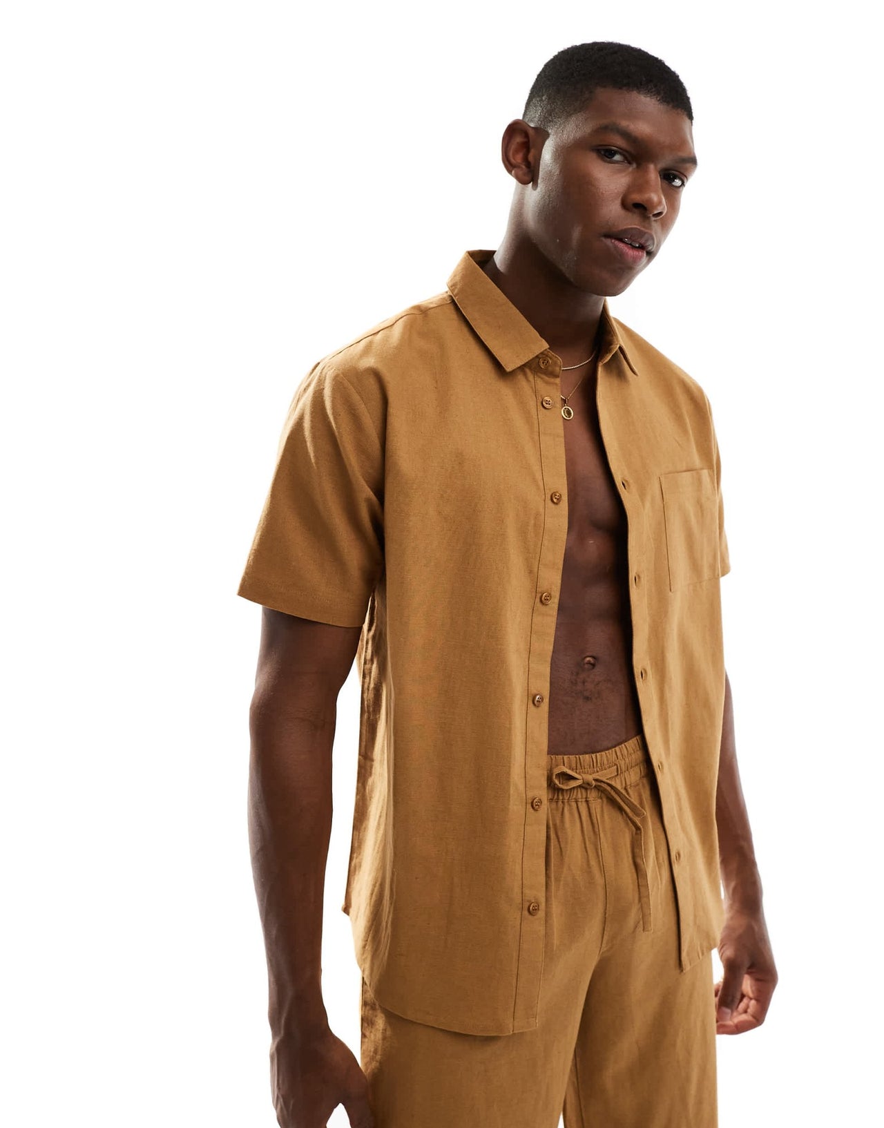 Aray short sleeve beach shirt co - ord in taupe - ASOS Sample Sale EU Store