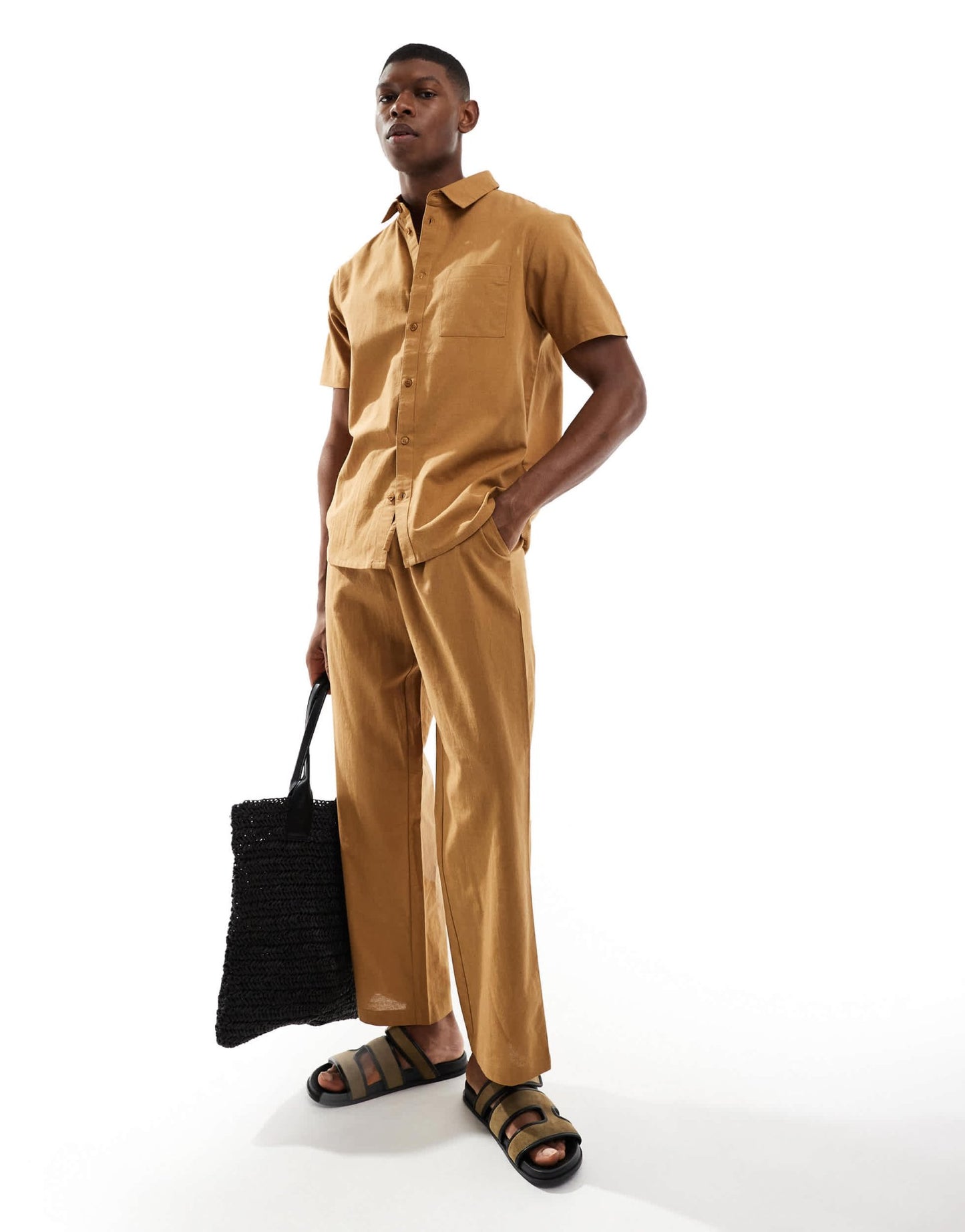 Aray short sleeve beach shirt co - ord in taupe - ASOS Sample Sale EU Store
