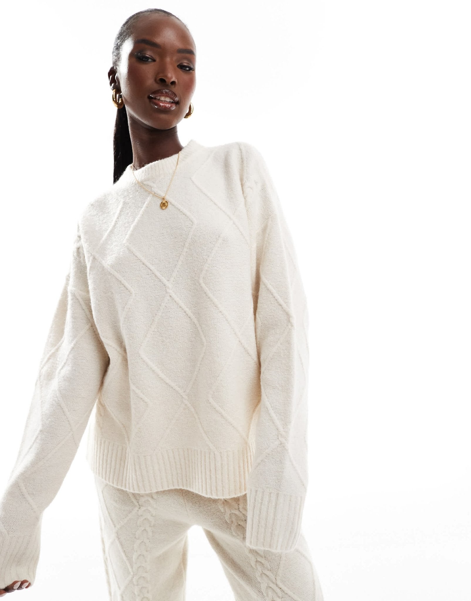 Aria Cove cable knit jumper co - ord in cream - ASOS Sample Sale EU Store