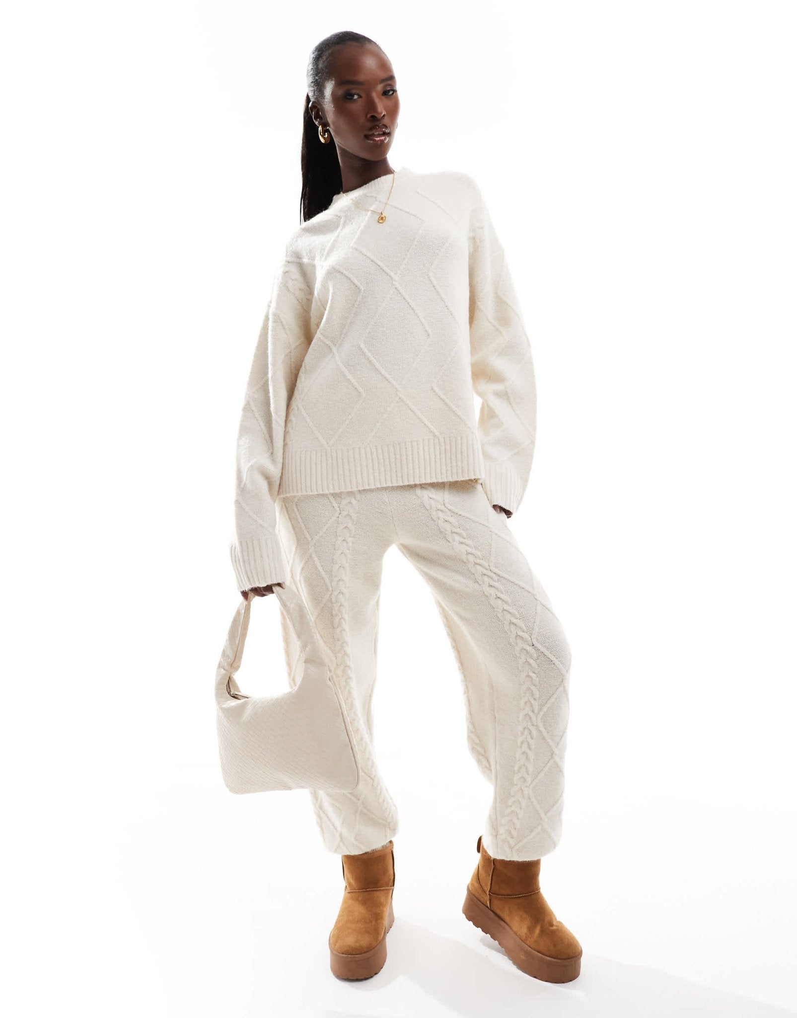 Aria Cove cable knit jumper co - ord in cream - ASOS Sample Sale EU Store