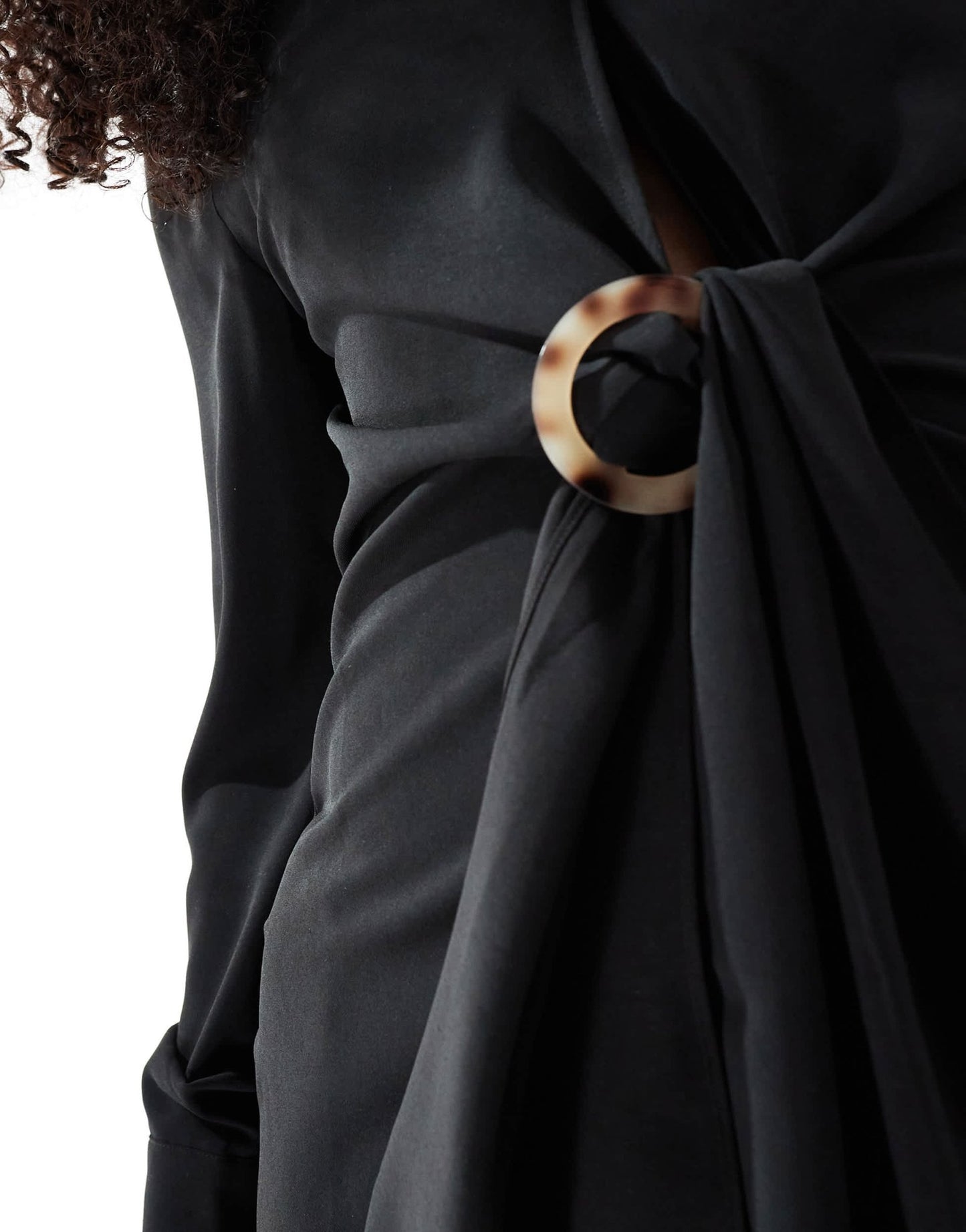 Aria Cove plunge ring detail mini beach shirt dress in black - ASOS Sample Sale EU Store