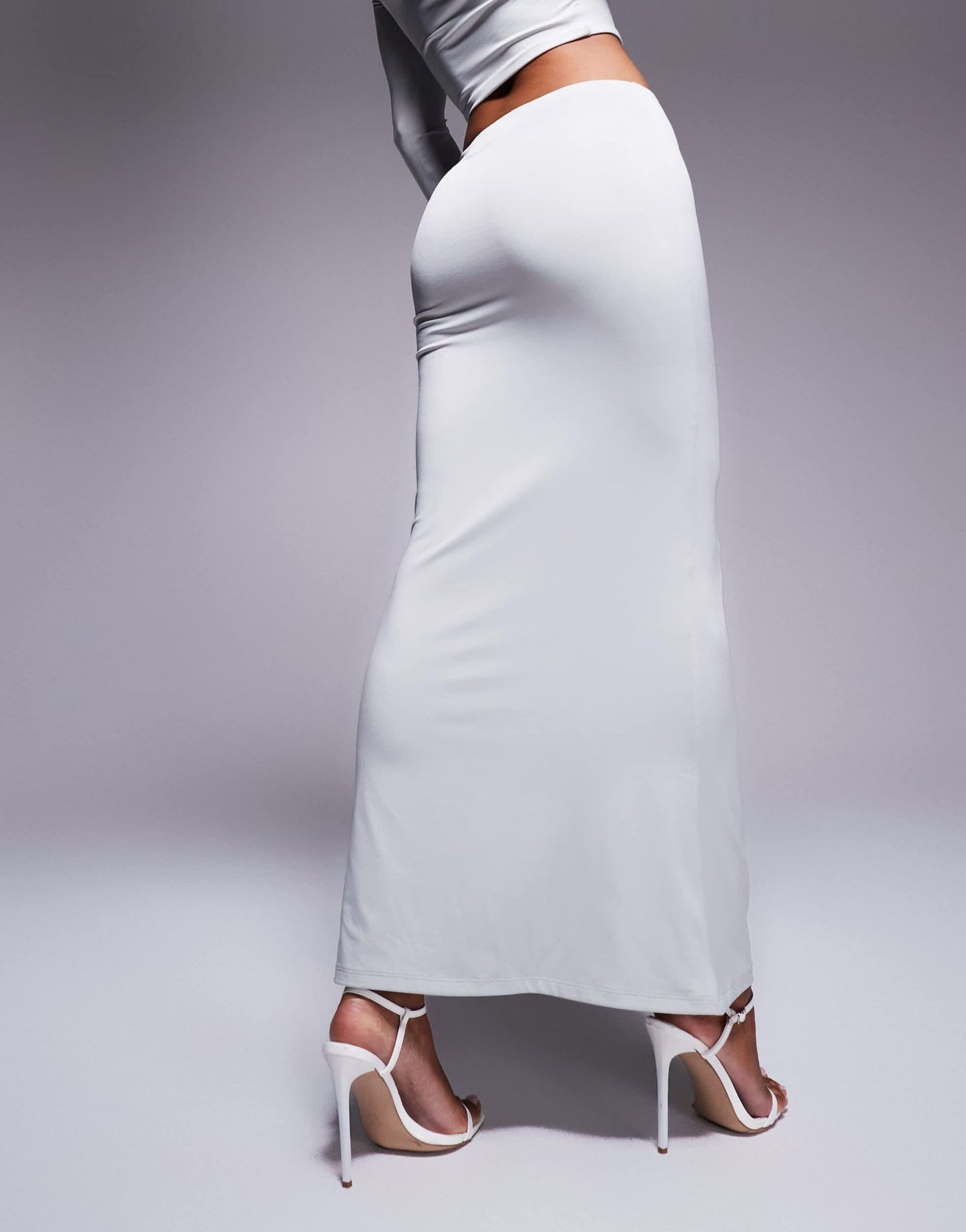Aria Cove slinky tie waist column maxi skirt co - ord in grey - ASOS Sample Sale EU Store