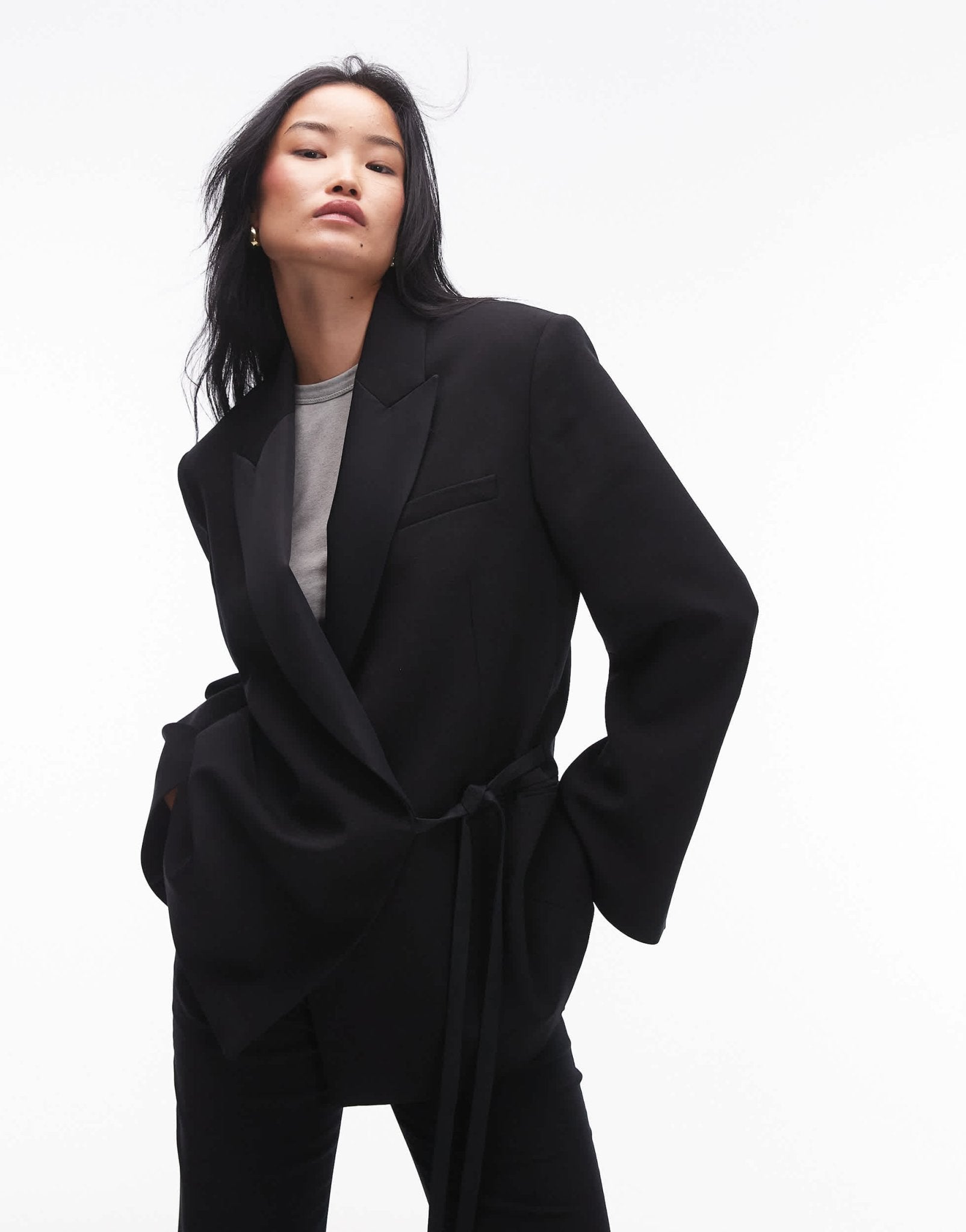 ARKET co - ord tuxedo blazer with tie detail in black - ASOS Sample Sale EU Store