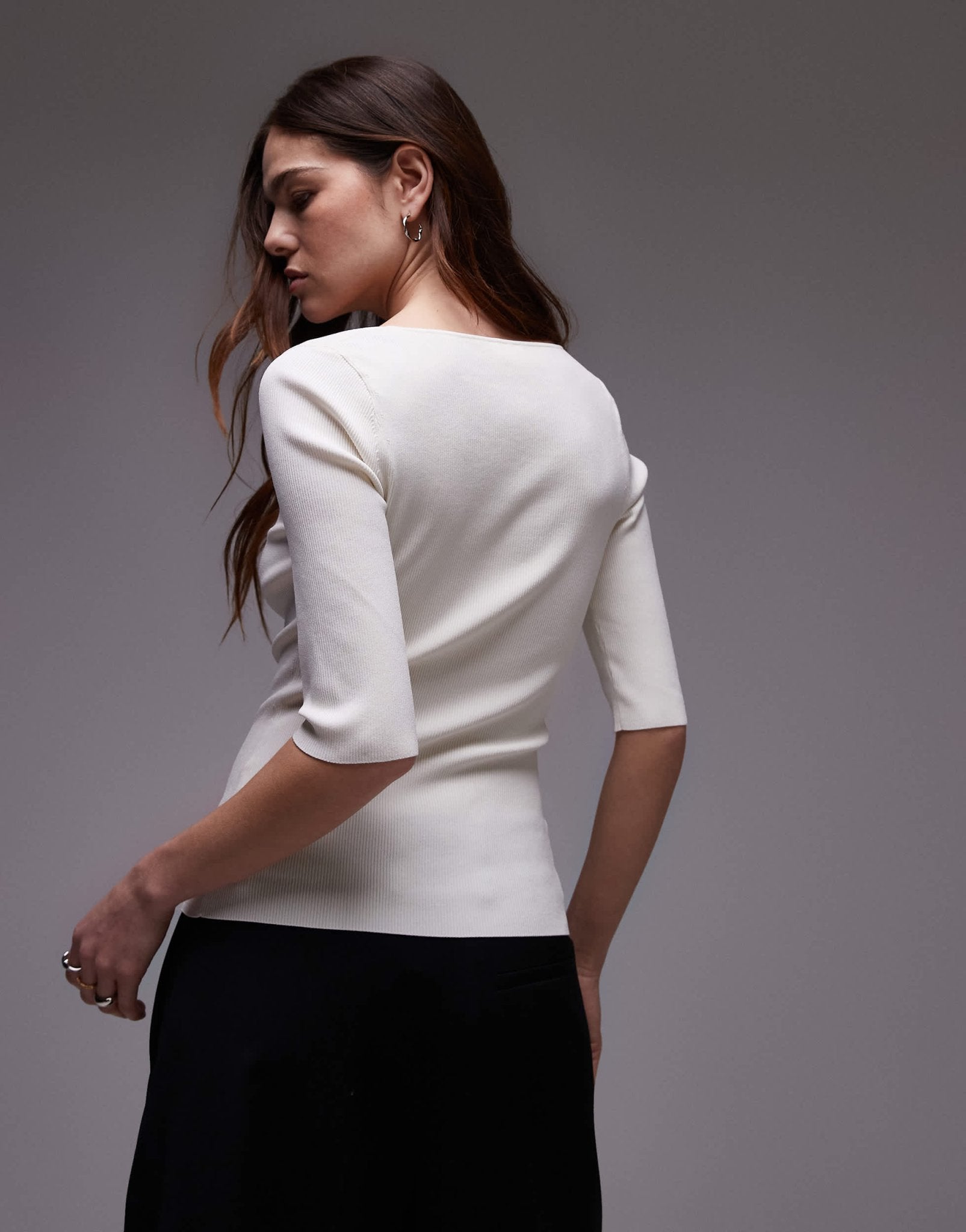ARKET compact rib knit top with square neckline in white - ASOS Sample Sale EU Store