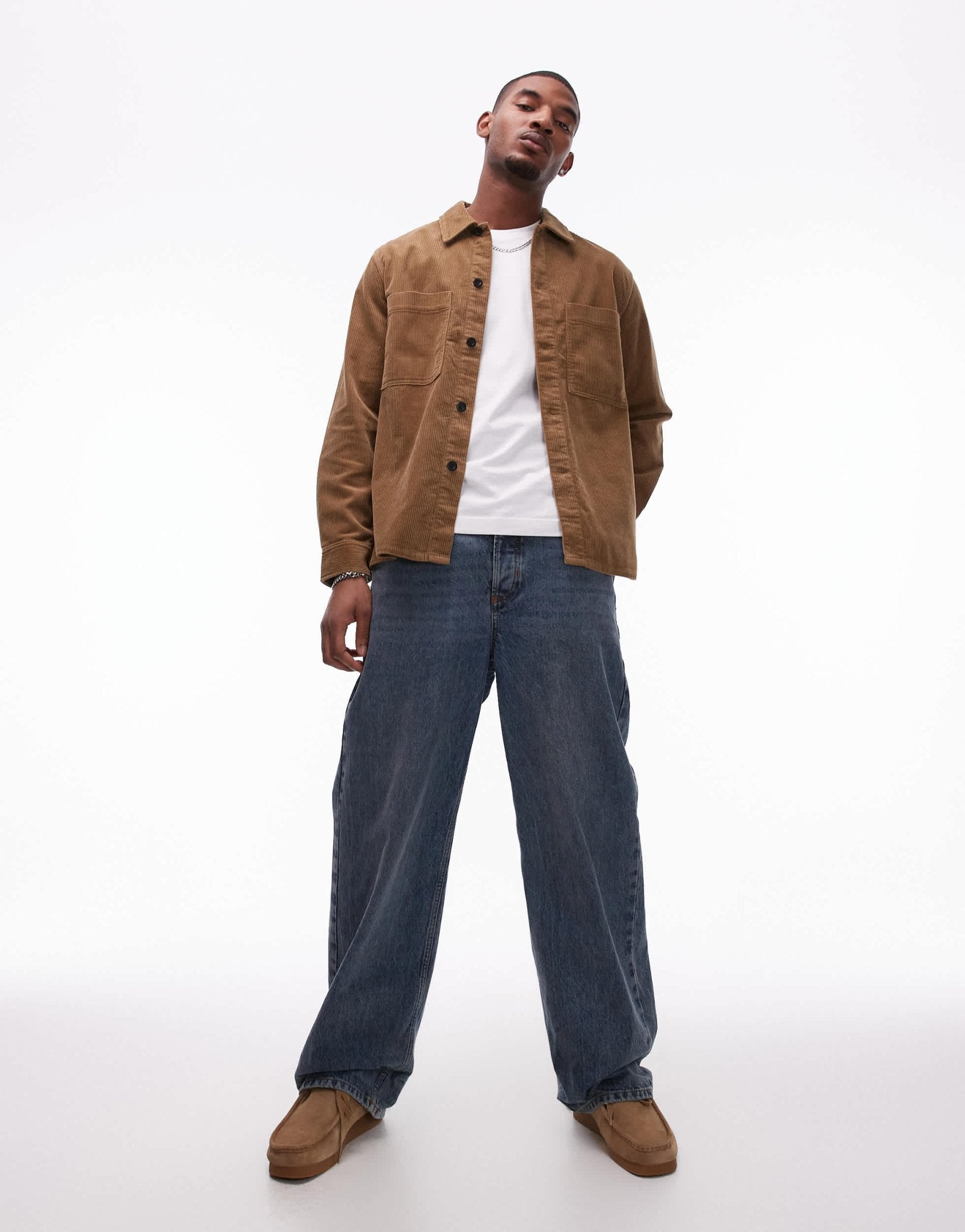 ARKET cord overshirt with front patch pockets in brown - ASOS Sample Sale EU Store