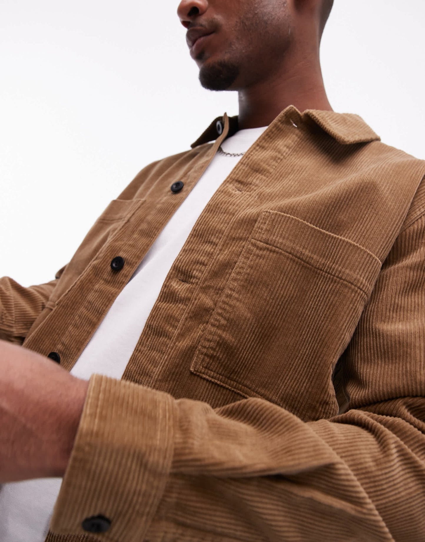 ARKET cord overshirt with front patch pockets in brown - ASOS Sample Sale EU Store