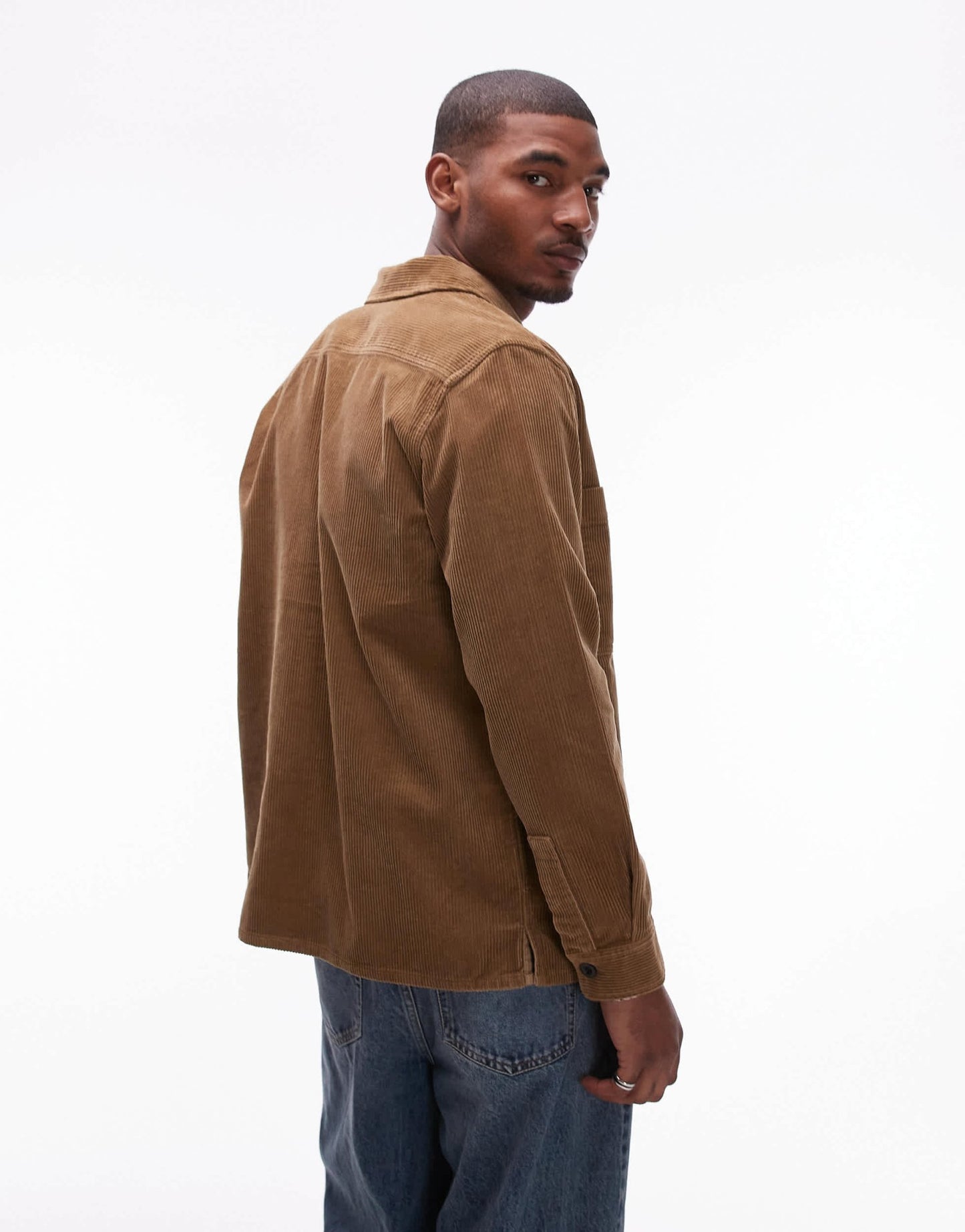ARKET cord overshirt with front patch pockets in brown - ASOS Sample Sale EU Store