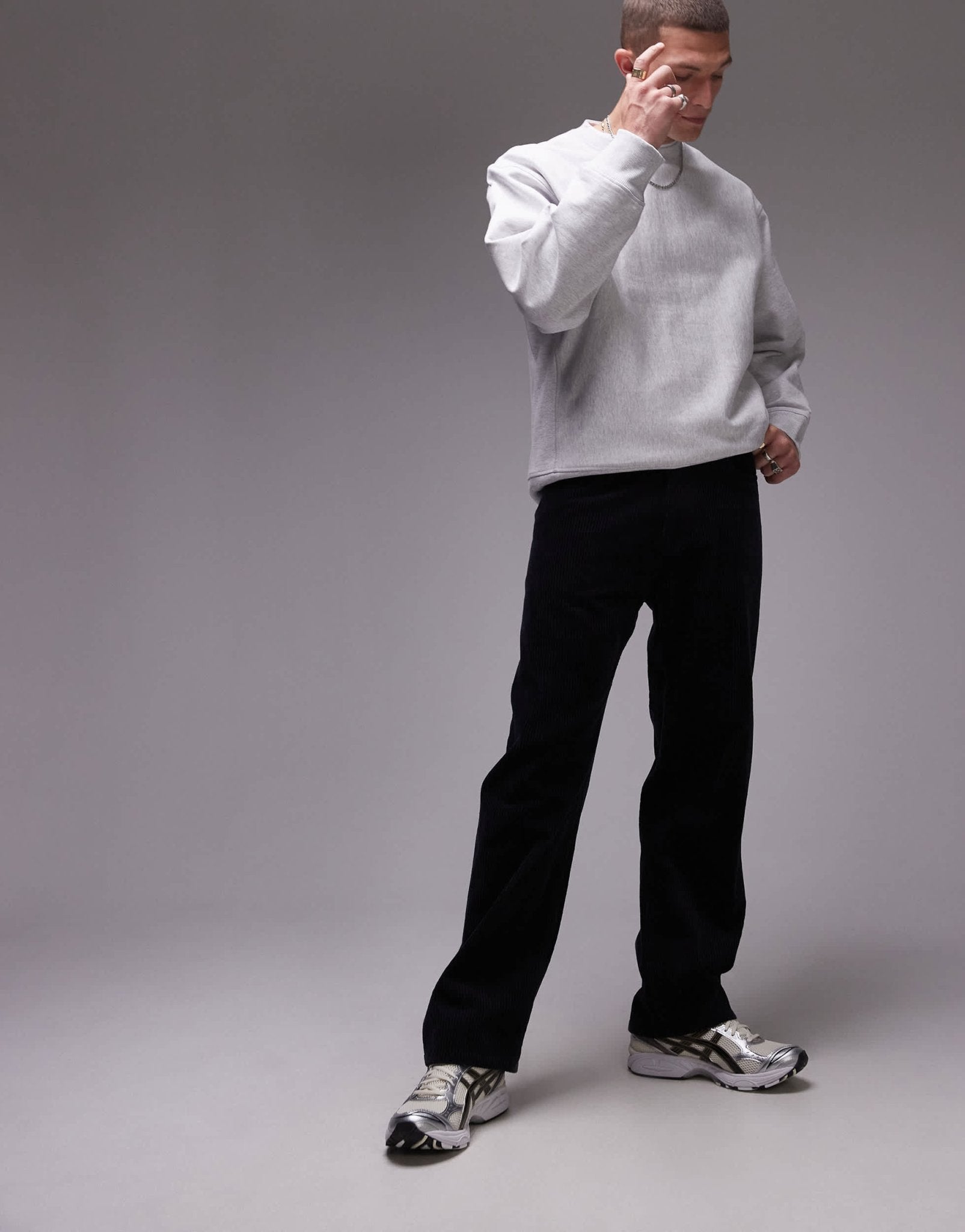 ARKET cord straight leg trousers with five pocket detail in navy - ASOS Sample Sale EU Store