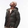 ARKET down filed puffer jacket with hood in dark khaki