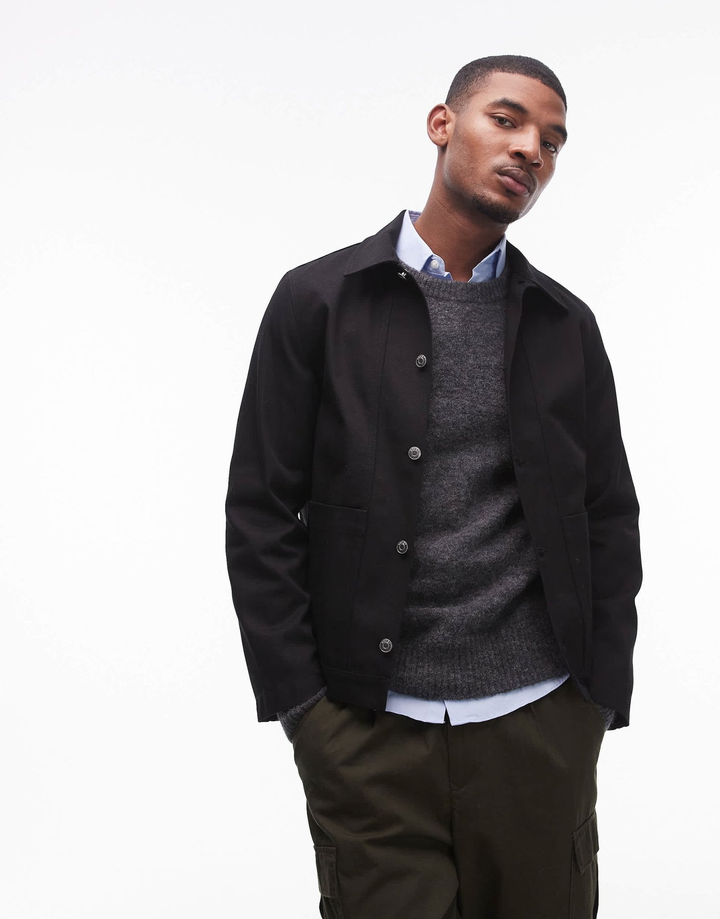 ARKET heavy twill workwear overshirt in black - ASOS Sample Sale EU Store
