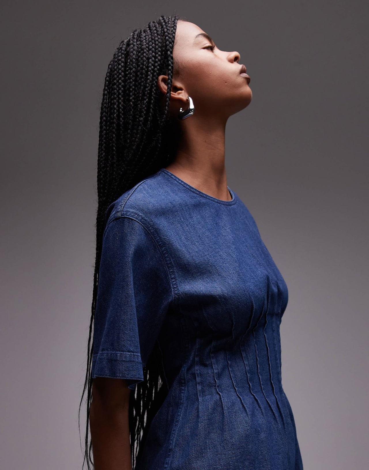 ARKET lightweight denim blouse with pleated bodice in mid wash blue - ASOS Sample Sale EU Store