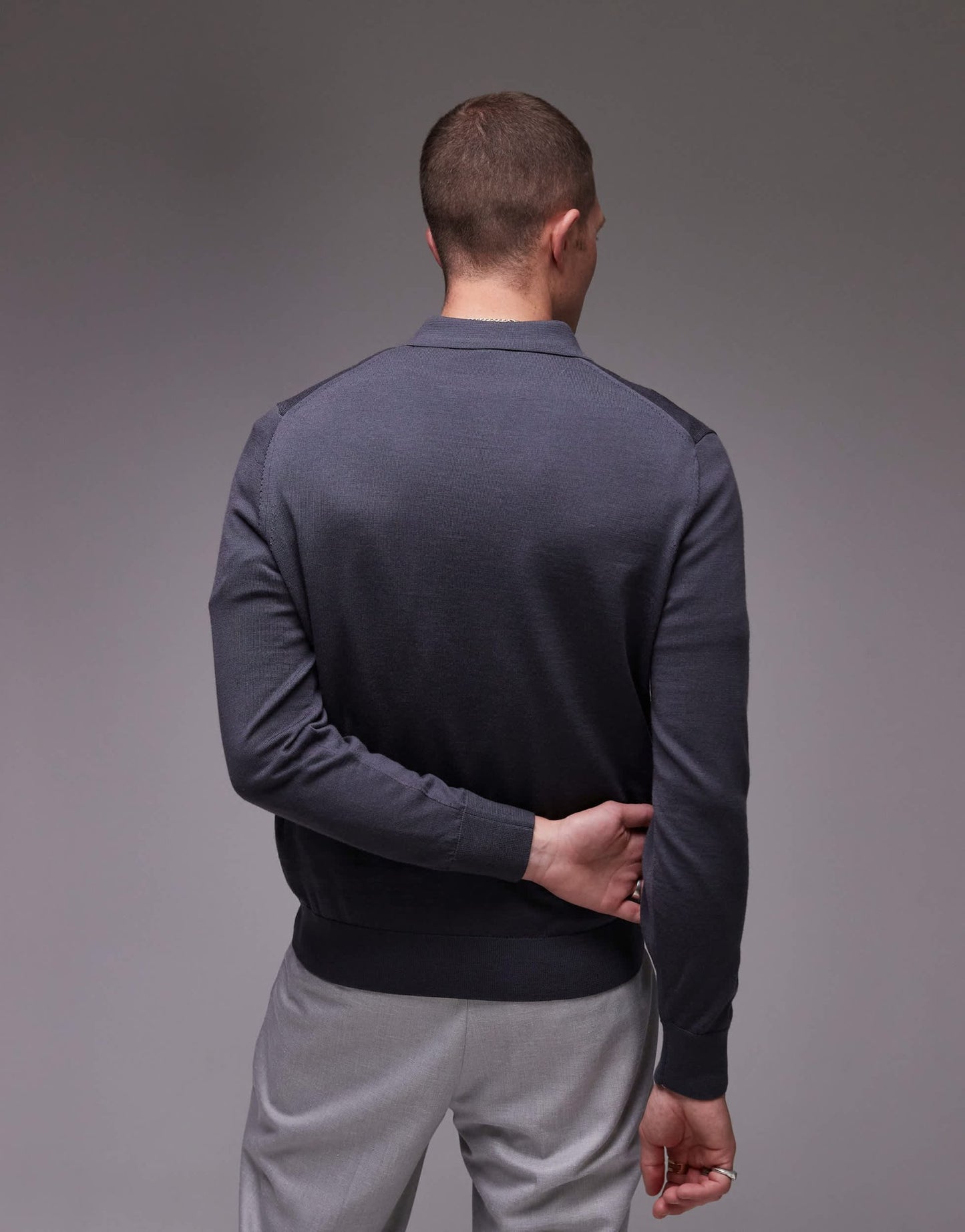 ARKET merino wool knitted long sleeve polo shirt in petrol blue - ASOS Sample Sale EU Store