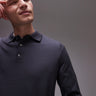 ARKET merino wool knitted long sleeve polo shirt in petrol blue