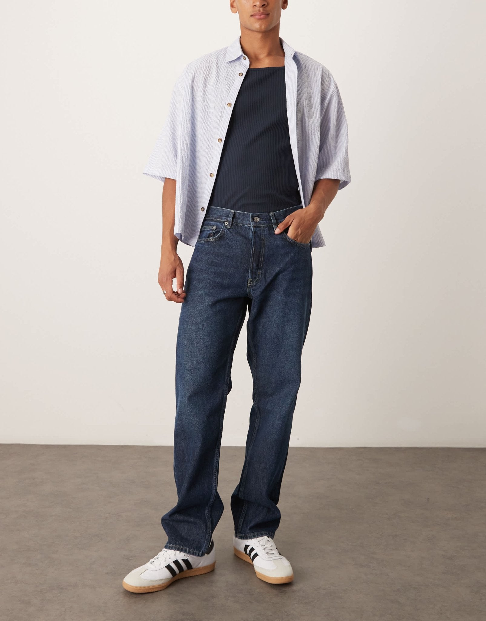 ARKET Ocean loose straight leg jeans in deep blue wash - ASOS Sample Sale EU Store