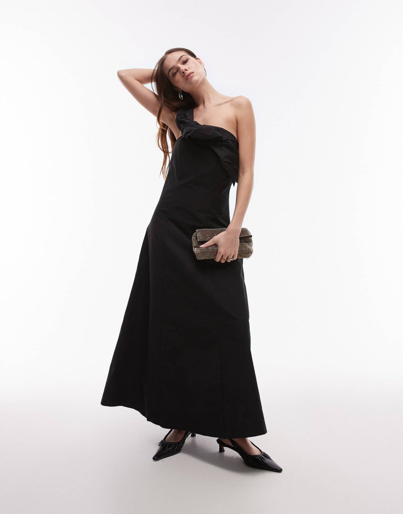 ARKET one shoulder maxi dress with corset and twisted strap detail in black - ASOS Sample Sale EU Store