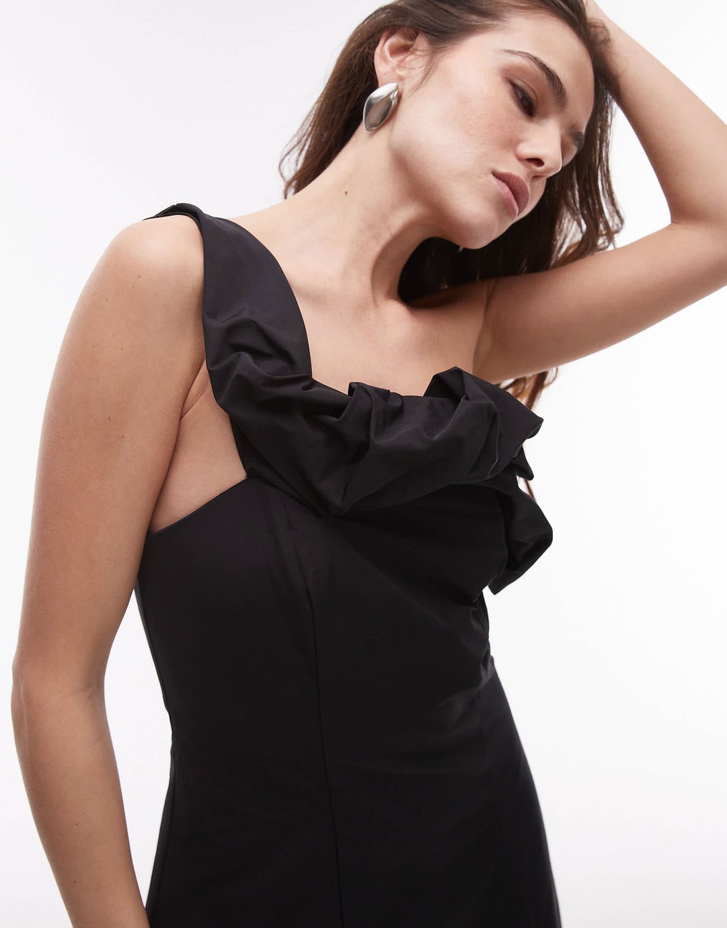 ARKET one shoulder maxi dress with corset and twisted strap detail in black - ASOS Sample Sale EU Store