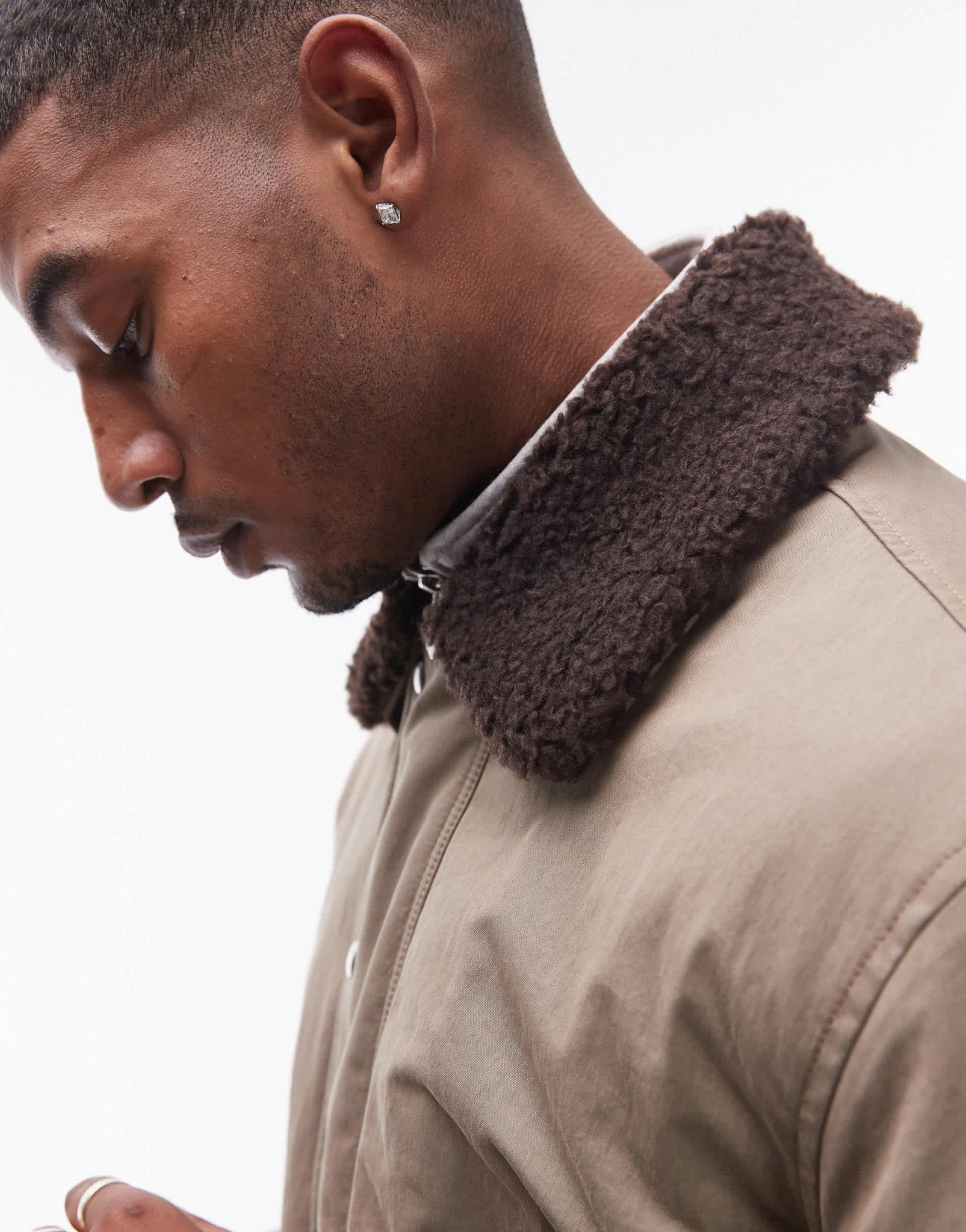 ARKET padded jacket in beige with faux fur collar - ASOS Sample Sale EU Store