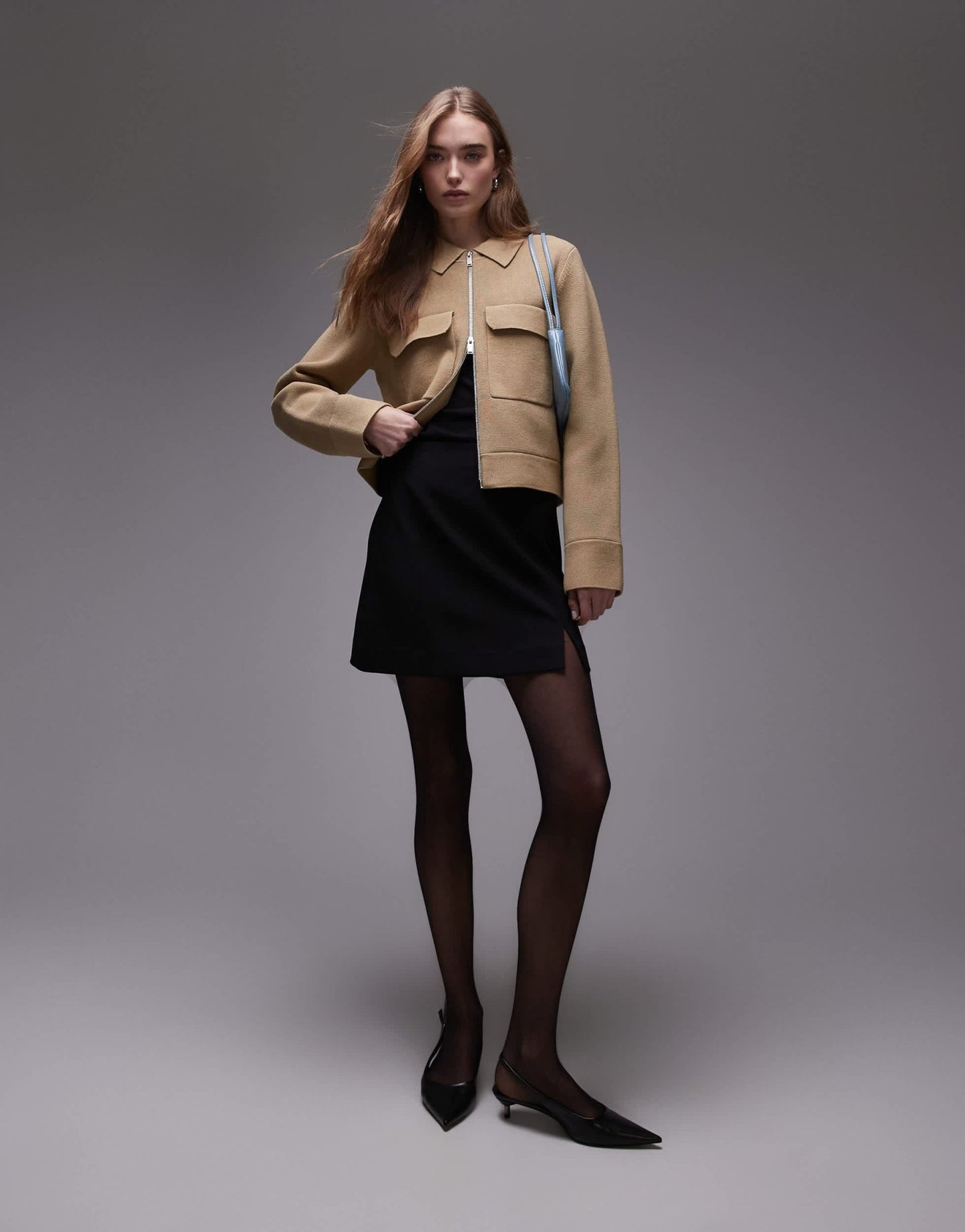 ARKET pure cotton knitted compact utility jacket in dark beige - ASOS Sample Sale EU Store
