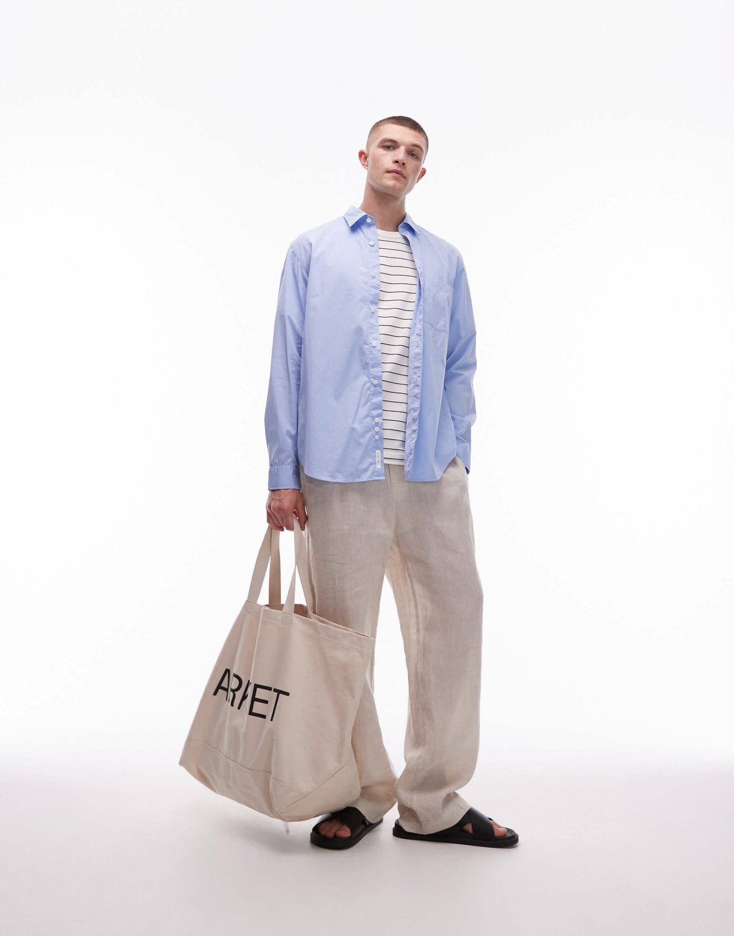 ARKET relaxed fit poplin shirt in blue - ASOS Sample Sale EU Store