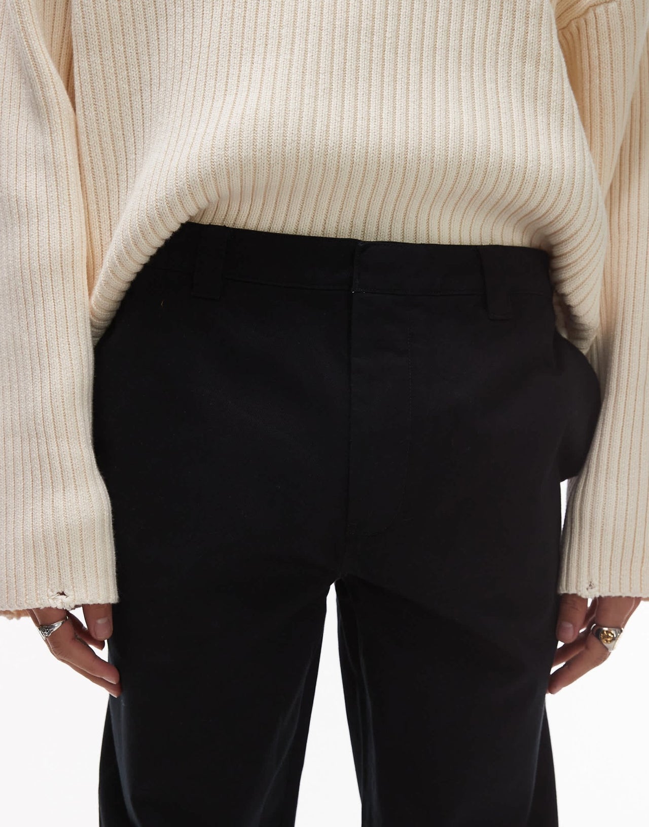 ARKET relaxed fit trousers with flat front in black - ASOS Sample Sale EU Store