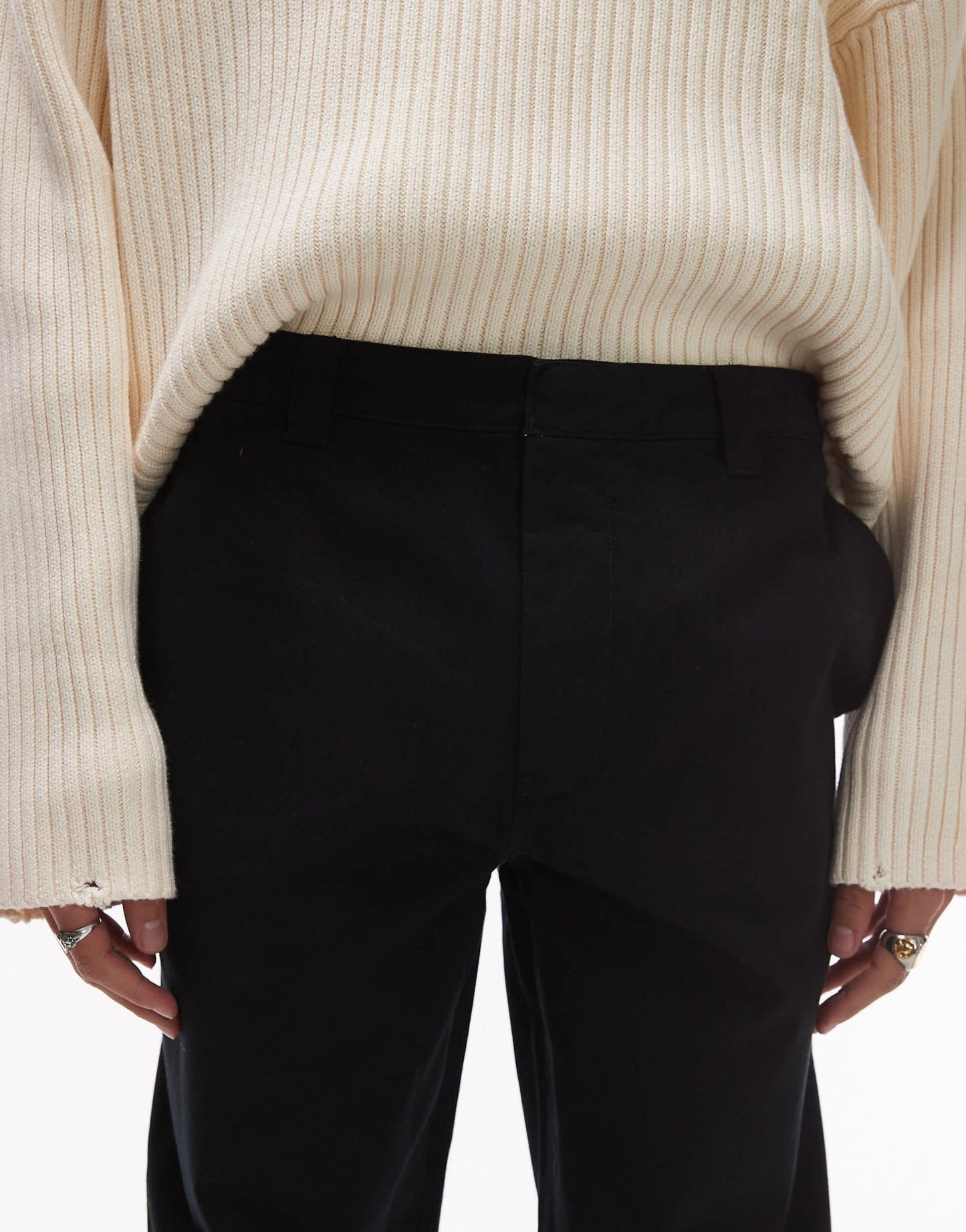 ARKET relaxed fit trousers with flat front in black - ASOS Sample Sale EU Store