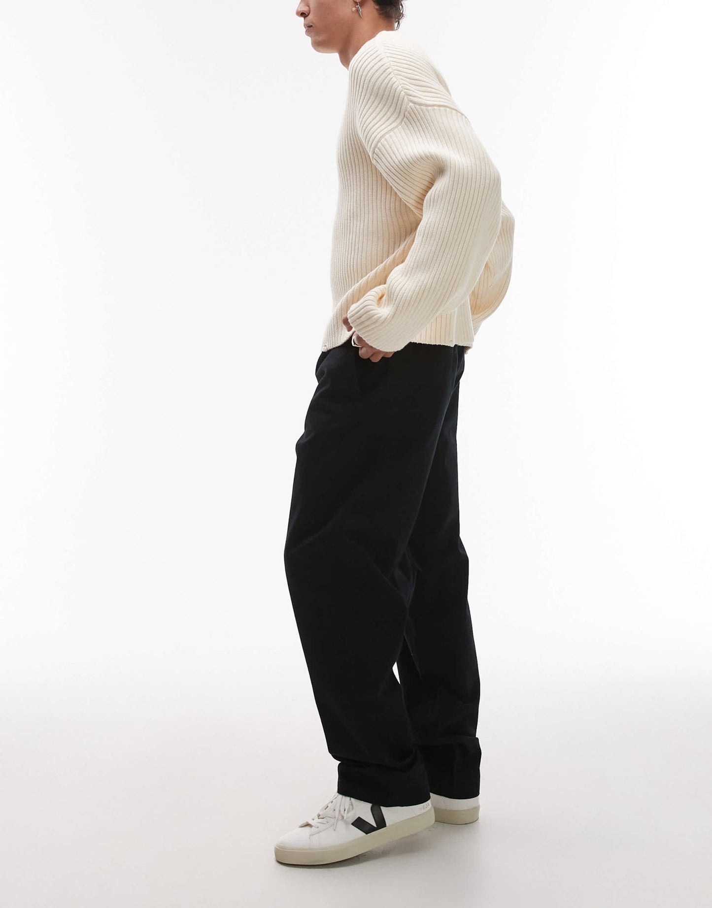 ARKET relaxed fit trousers with flat front in black - ASOS Sample Sale EU Store