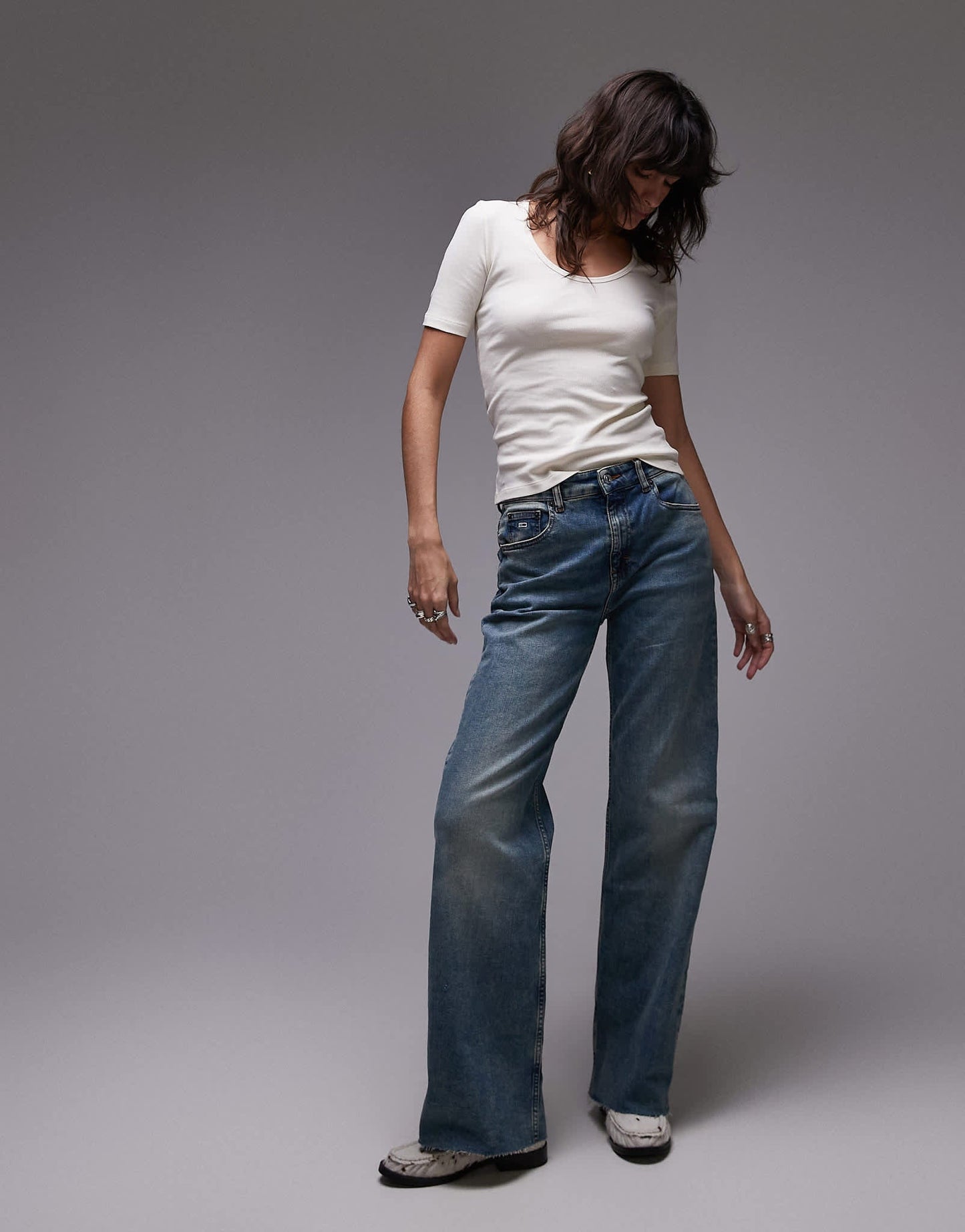 ARKET rib jersey t-shirt with scoop neck in off - white - ASOS Sample Sale EU Store