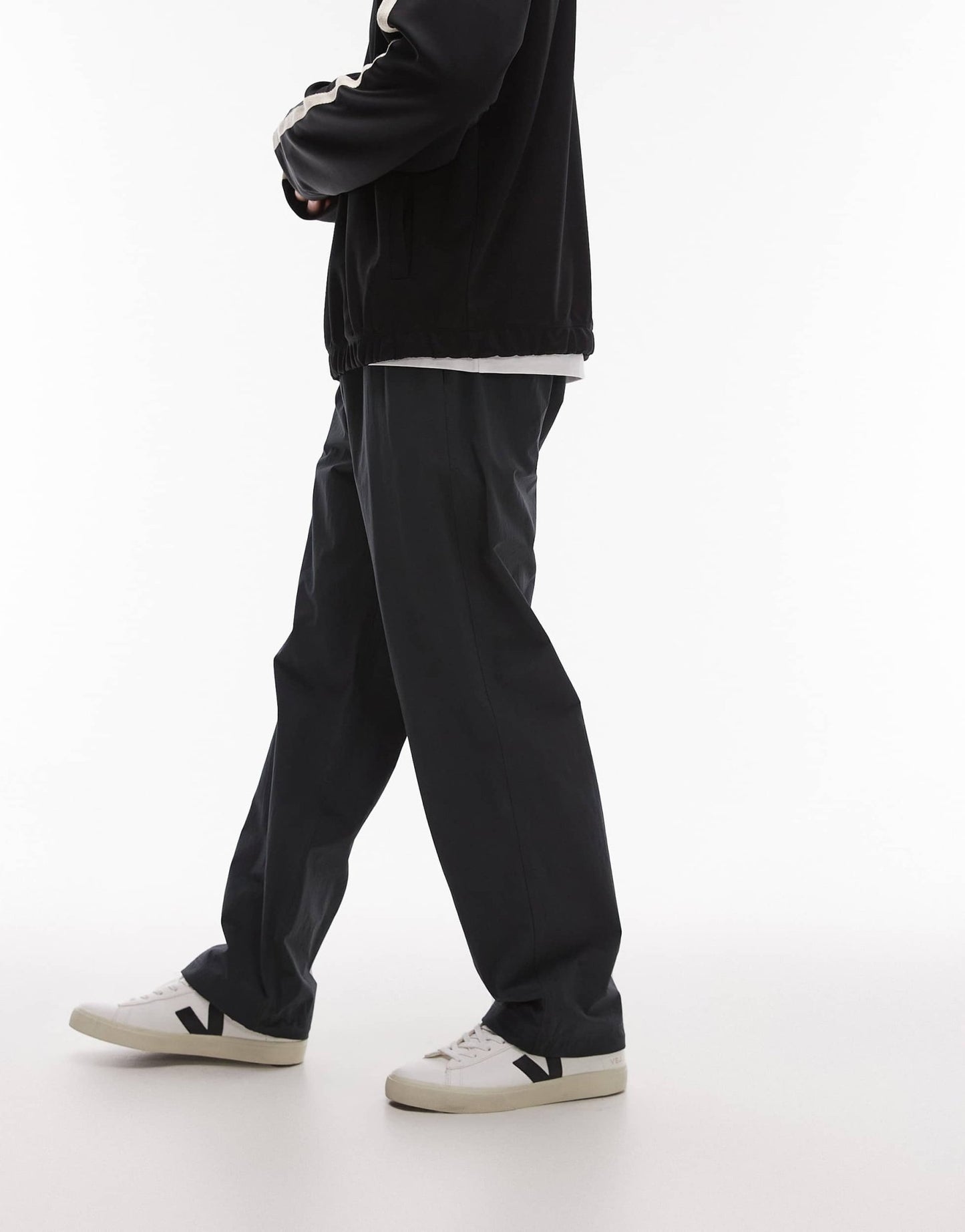 ARKET tech nylon relaxed trouser with drawstring waist in dark grey - ASOS Sample Sale EU Store