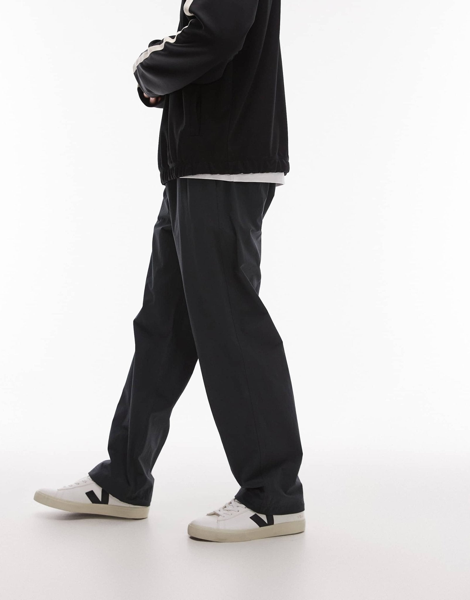 ARKET tech nylon relaxed trouser with drawstring waist in dark grey - ASOS Sample Sale EU Store