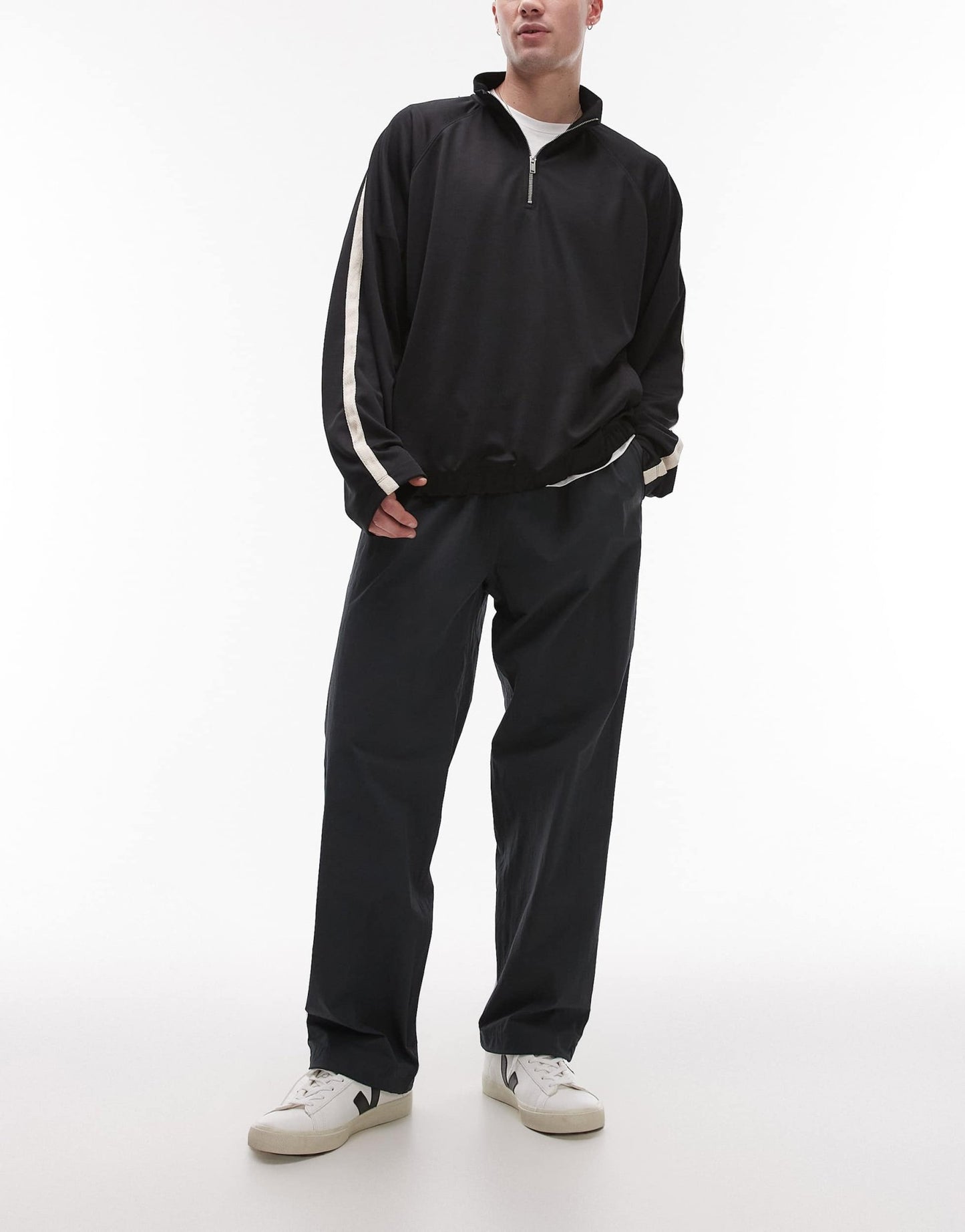 ARKET tech nylon relaxed trouser with drawstring waist in dark grey - ASOS Sample Sale EU Store