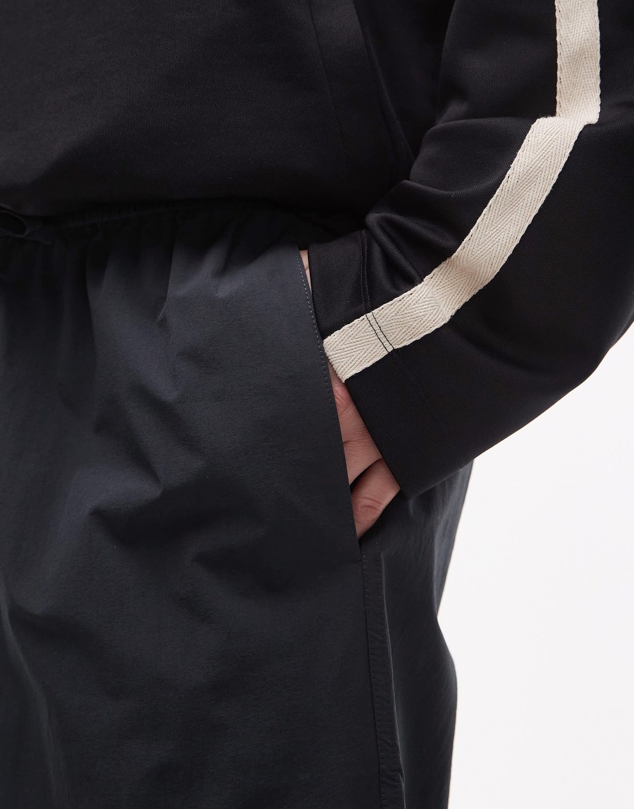 ARKET tech nylon relaxed trouser with drawstring waist in dark grey - ASOS Sample Sale EU Store