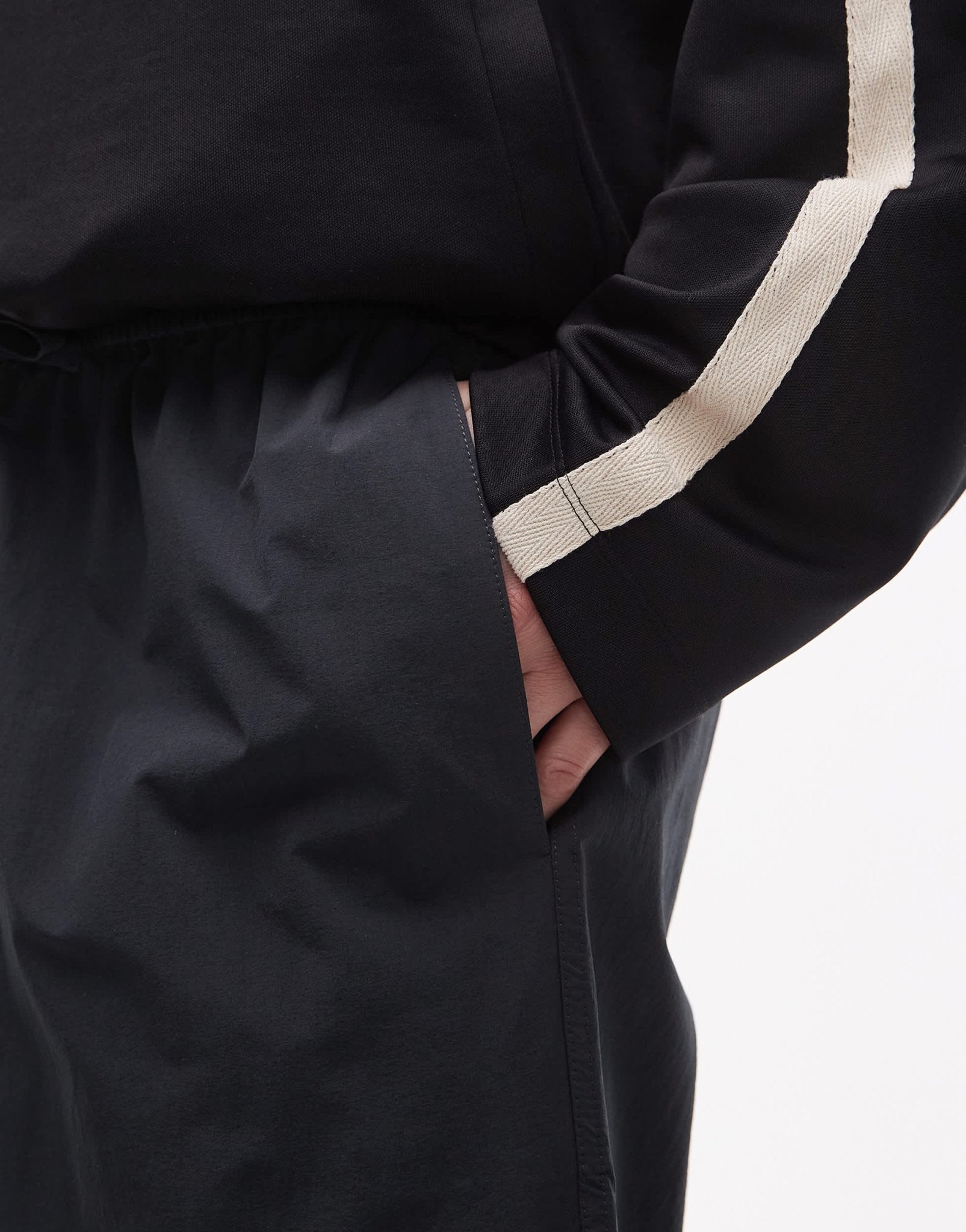 ARKET tech nylon relaxed trouser with drawstring waist in dark grey - ASOS Sample Sale EU Store