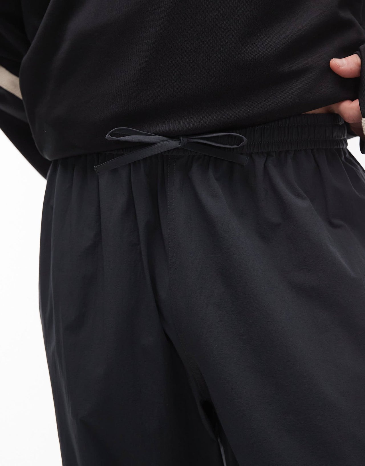 ARKET tech nylon relaxed trouser with drawstring waist in dark grey - ASOS Sample Sale EU Store