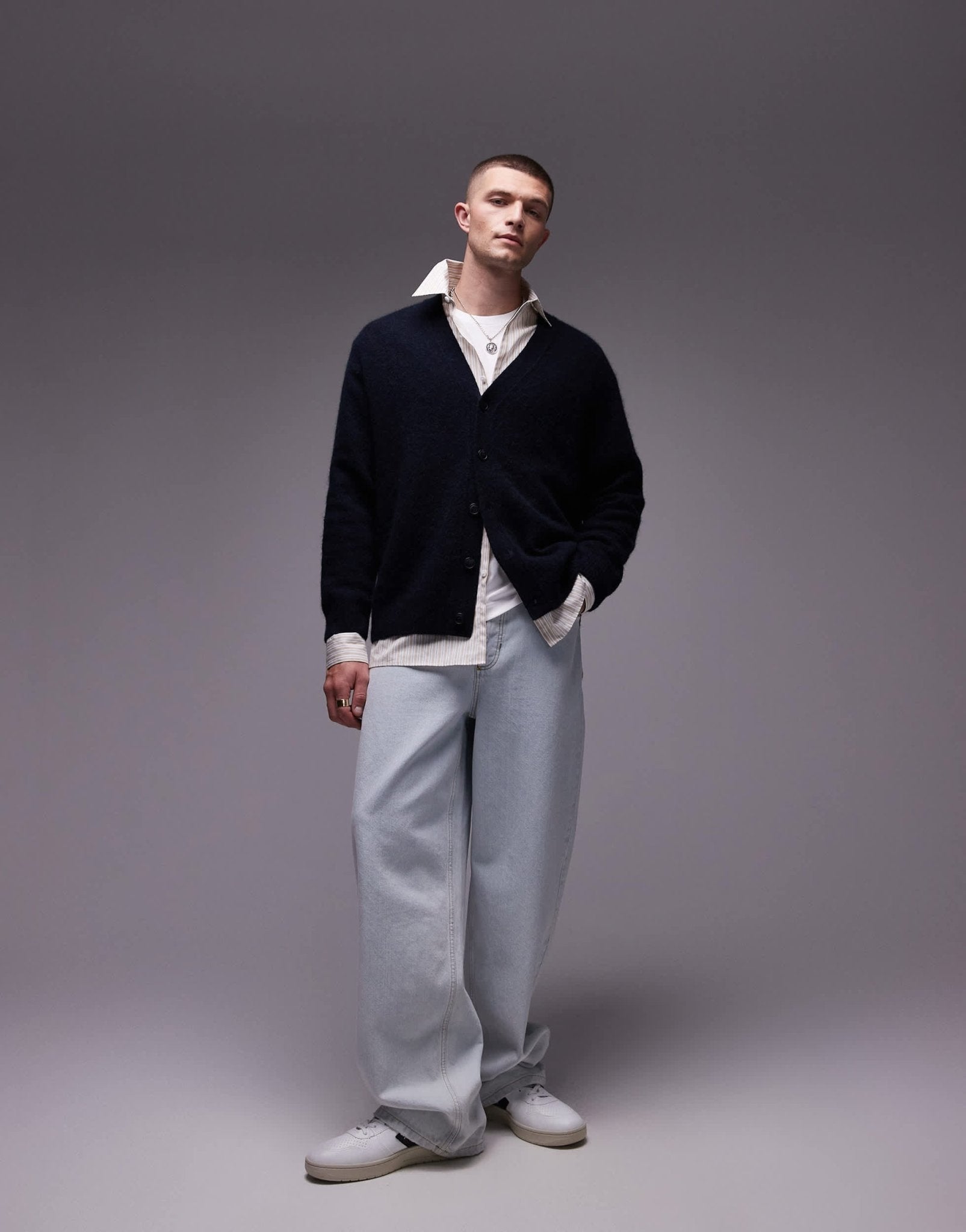ARKET textured alpaca blend cardigan in navy - ASOS Sample Sale EU Store
