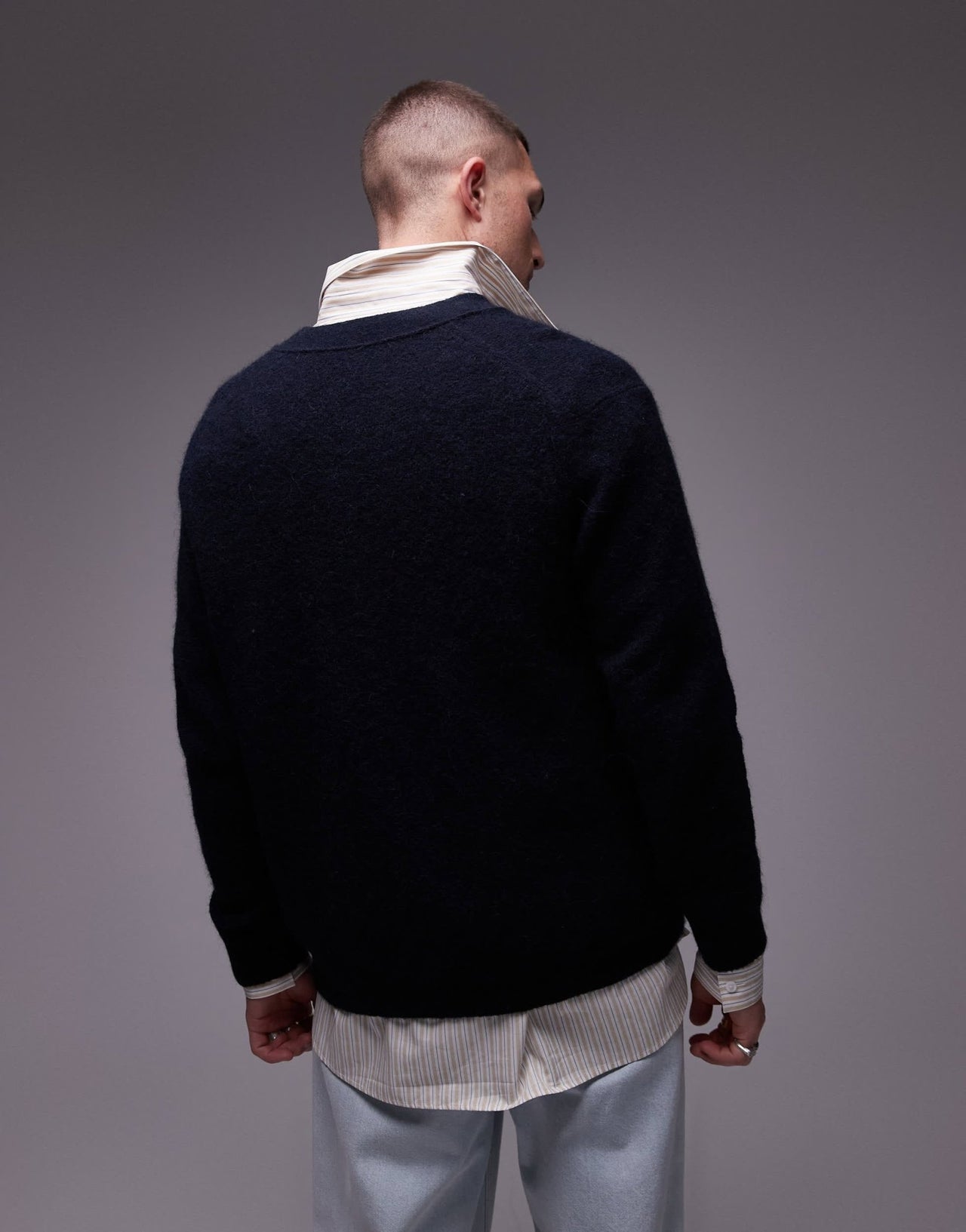 ARKET textured alpaca blend cardigan in navy - ASOS Sample Sale EU Store