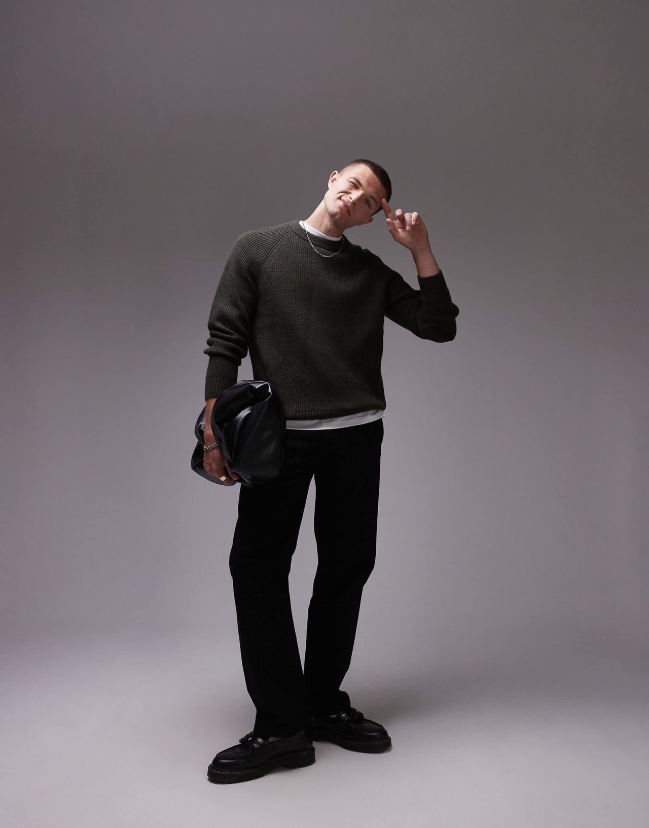 ARKET textured knitted rib jumper with raglan sleeves in khaki green - ASOS Sample Sale EU Store